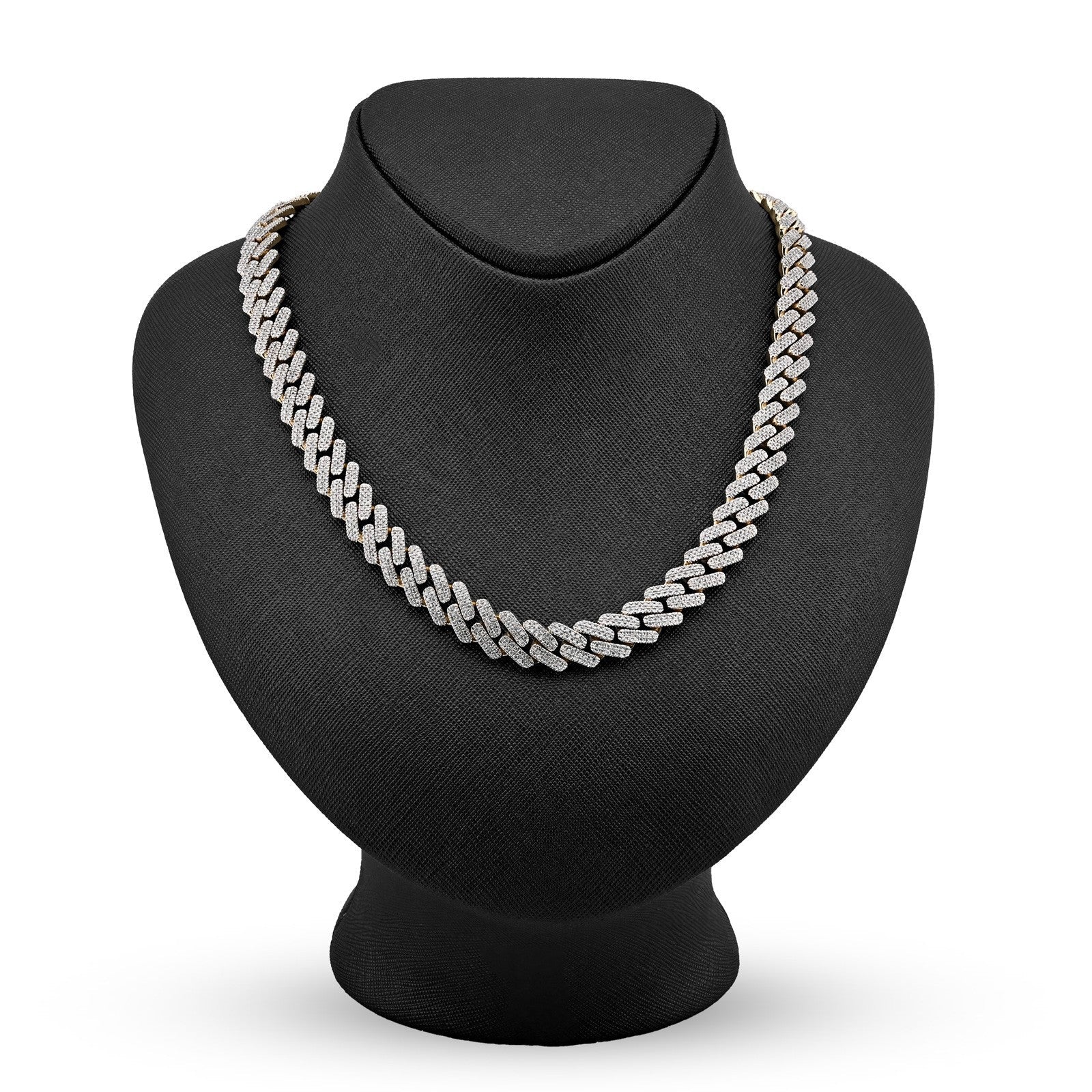 11MM 10k Yellow Gold 6.74CTW Natural Diamond Prong Cuban Chain 63.9gms Necklace - Elite Jewelers - Necklaces & Chains