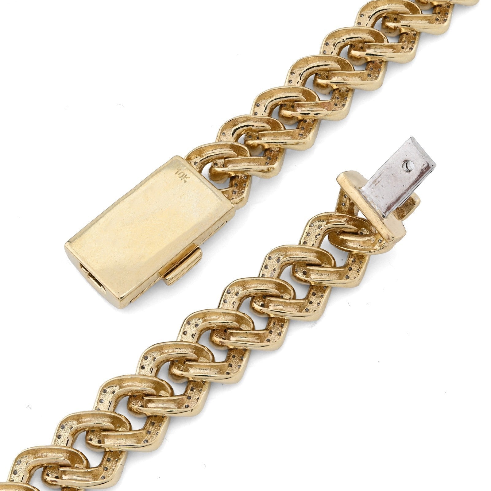 11MM 10k Yellow Gold 6.74CTW Natural Diamond Prong Cuban Chain 63.9gms Necklace - Elite Jewelers - Necklaces & Chains