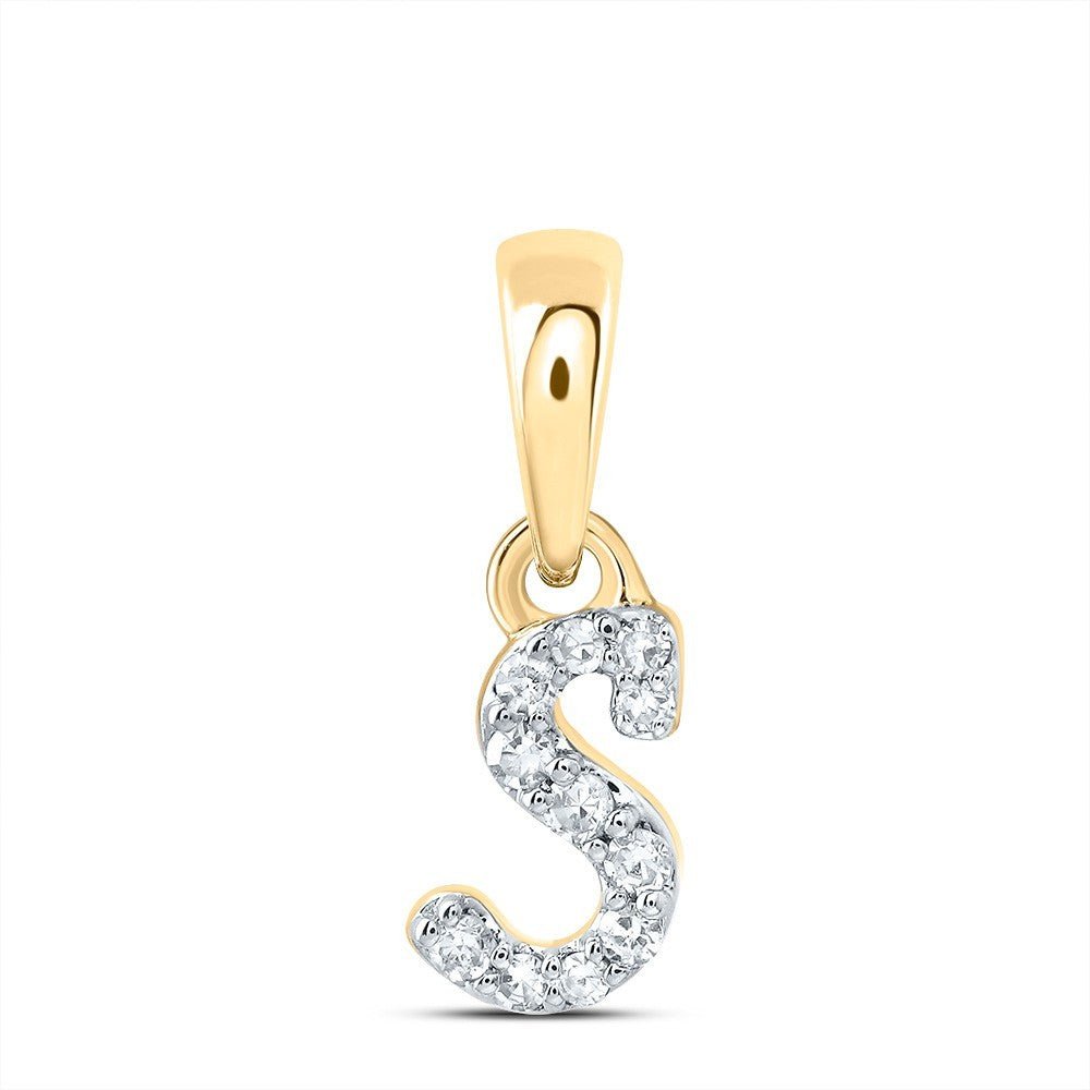 1/20CTW Natural Diamond 10k Yellow Gold Initial "S" Letter Charm 0.22g Pendant - Elite Jewelers - Charms & Pendants