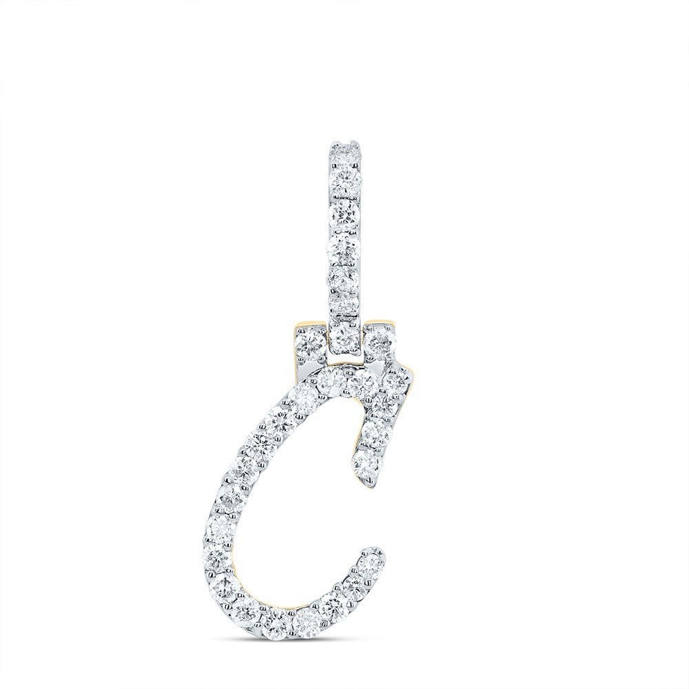 1/2CTW Natural Diamond 10k Yellow Gold Initial "C" Letter Charm 1.17g Pendant - Elite Jewelers - Charms & Pendants
