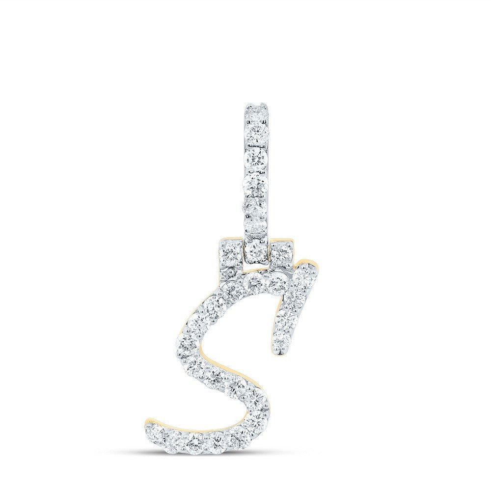 1/2CTW Natural Diamond 10k Yellow Gold Initial "S" Letter Charm 1.13g Pendant - Elite Jewelers - Charms & Pendants
