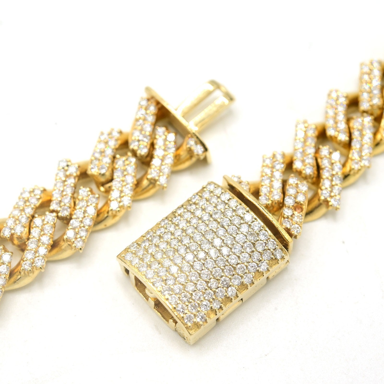 12MM 10k Yellow Gold 19CTW Natural Diamond 2 Row Cuban Chain 119g 20In Necklace - Elite Jewelers - Necklaces & Chains