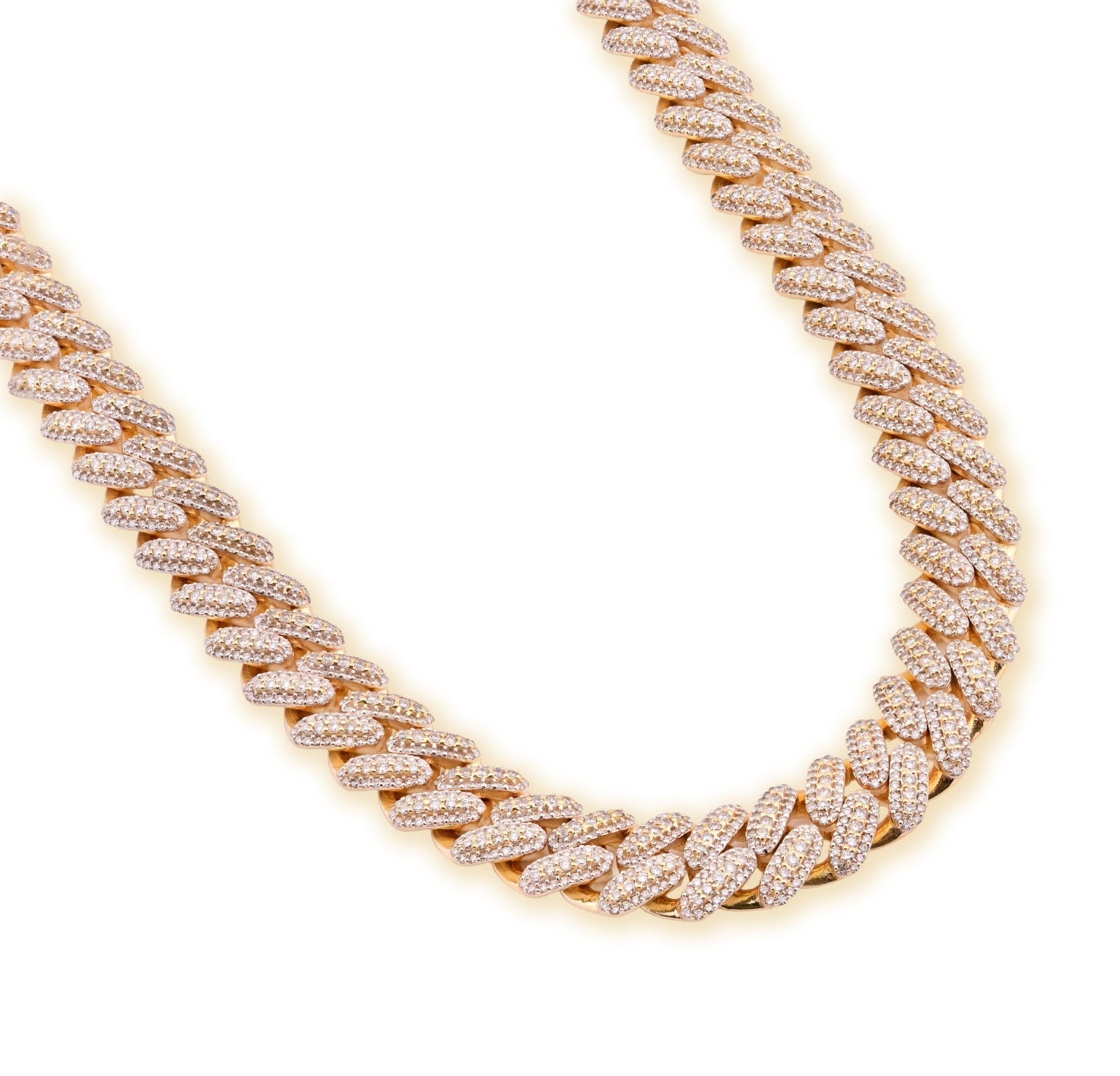 12MM 10k Yellow Gold 25CTW Natural Diamond 180gms Cuban Mens Chain 24In Necklace - Elite Jewelers - Necklaces & Chains