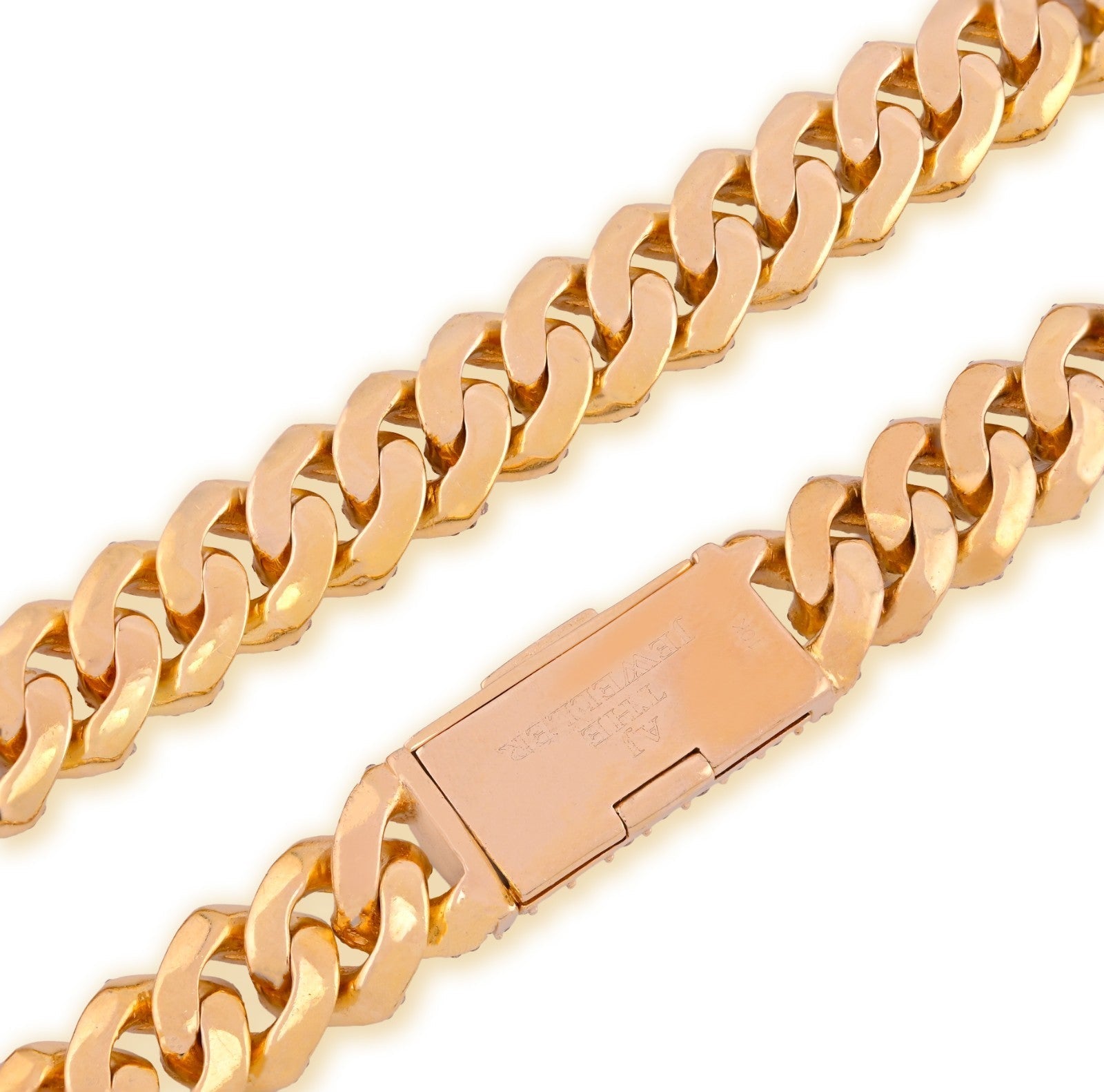 12MM 10k Yellow Gold 25CTW Natural Diamond 180gms Cuban Mens Chain 24In Necklace - Elite Jewelers - Necklaces & Chains