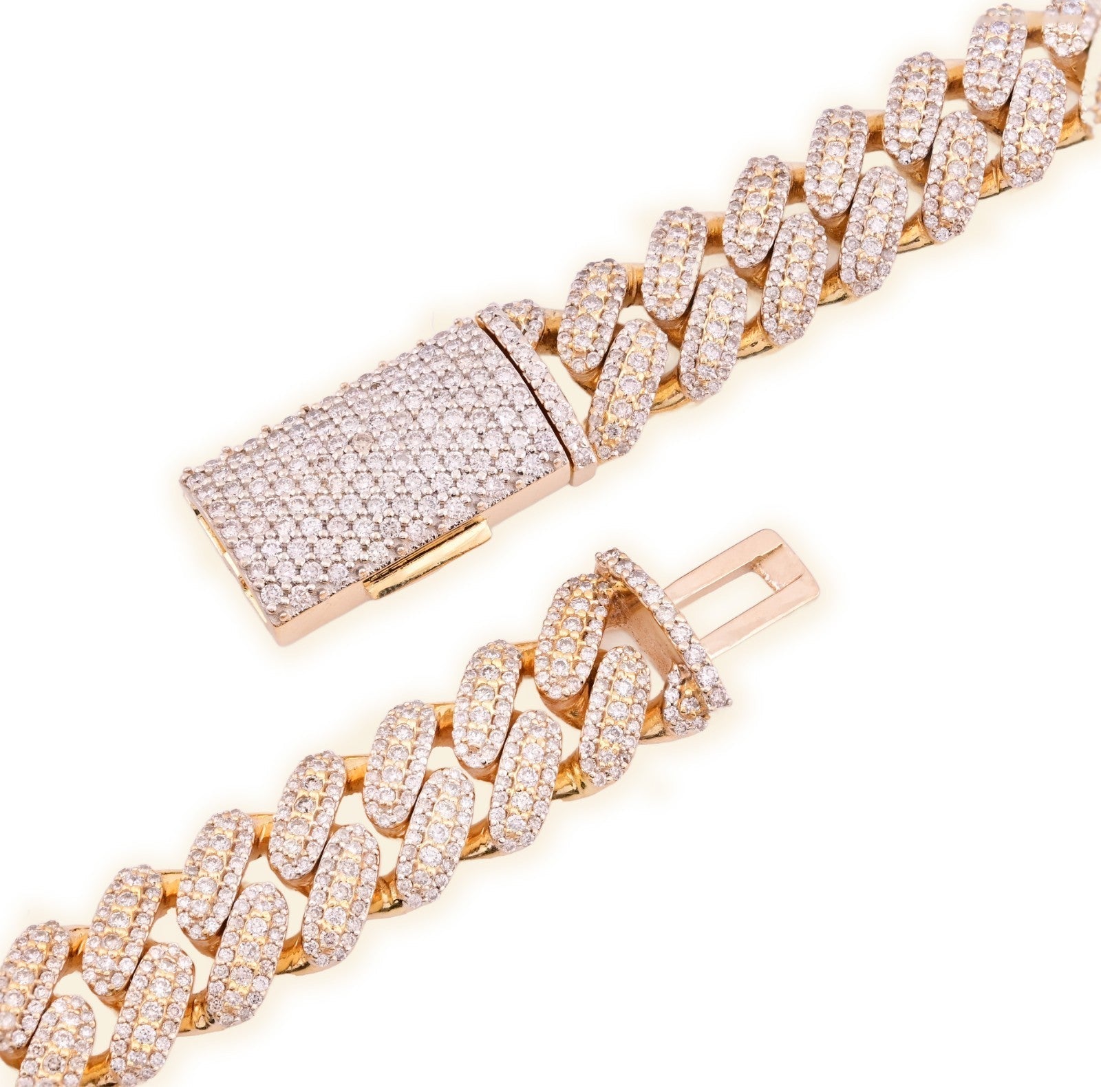 12MM 10k Yellow Gold 25CTW Natural Diamond 180gms Cuban Mens Chain 24In Necklace - Elite Jewelers - Necklaces & Chains