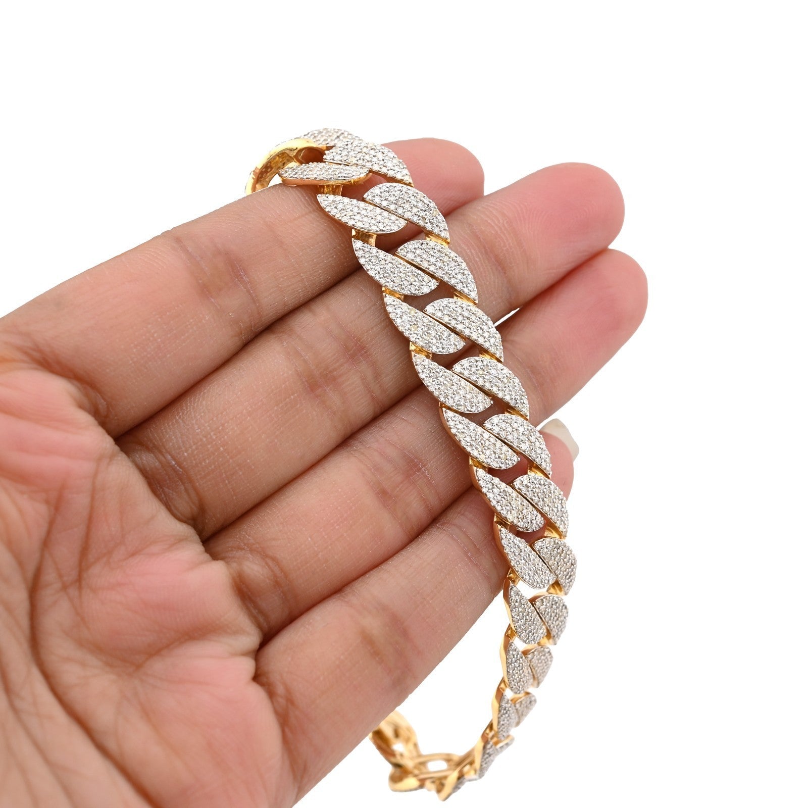 12MM 10k Yellow Gold 27.9g 7.5CTW Natural Diamond 8 Inch Cuban Link Men Bracelet - Elite Jewelers - Bracelets