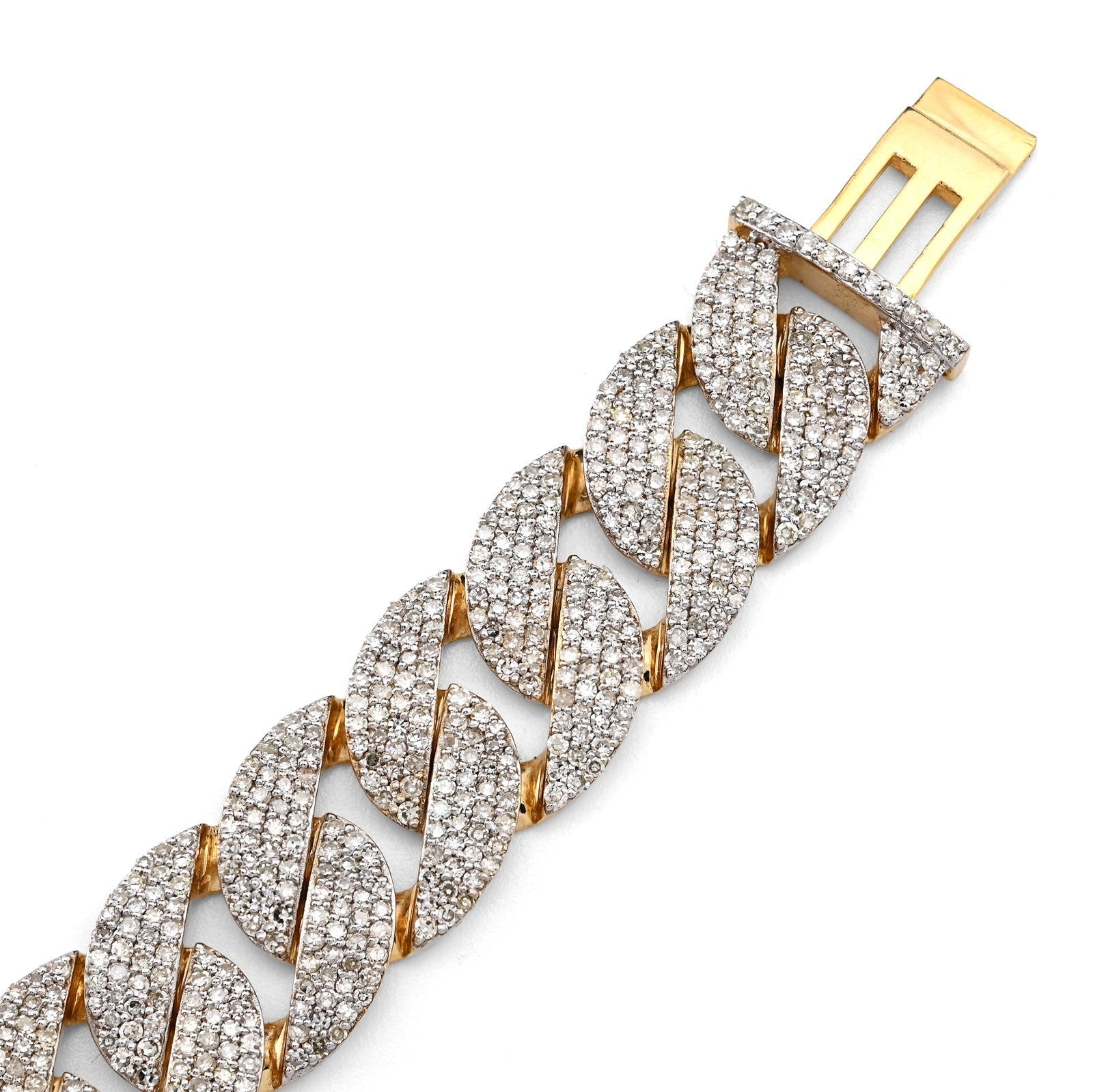 12MM 10k Yellow Gold 27.9g 7.5CTW Natural Diamond 8 Inch Cuban Link Men Bracelet - Elite Jewelers - Bracelets