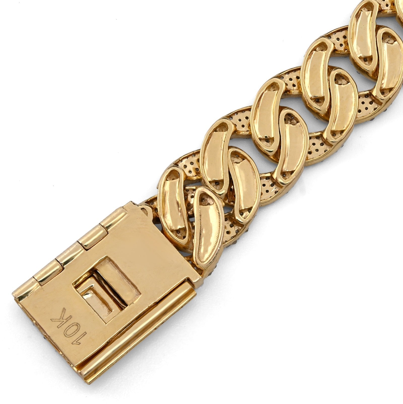 12MM 10k Yellow Gold 27.9g 7.5CTW Natural Diamond 8 Inch Cuban Link Men Bracelet - Elite Jewelers - Bracelets