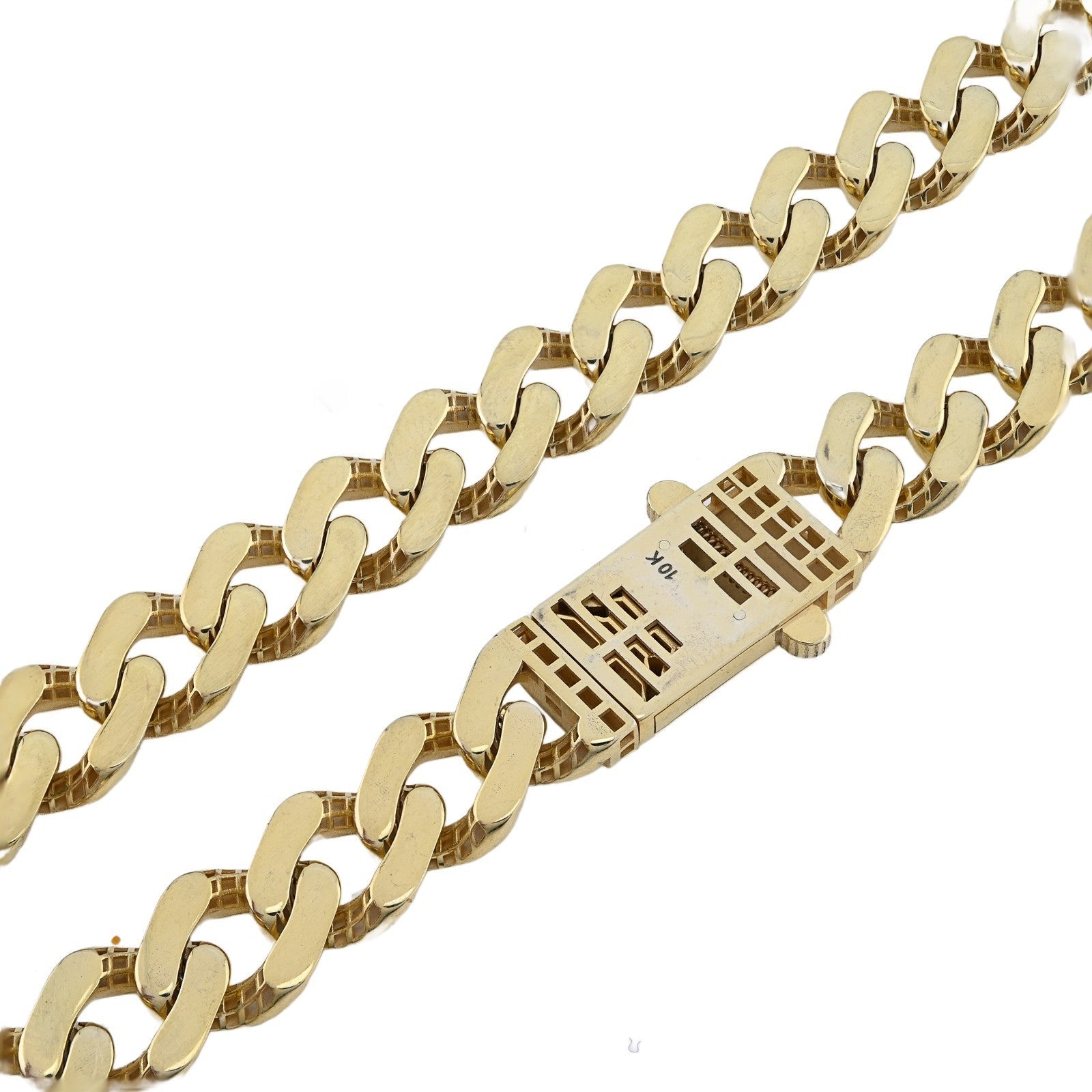 12MM 1/10th 10k Yellow Gold Bonded 925 Cuban Link Chain 22 Inch 42.3gms Necklace - Elite Jewelers - Necklaces & Chains