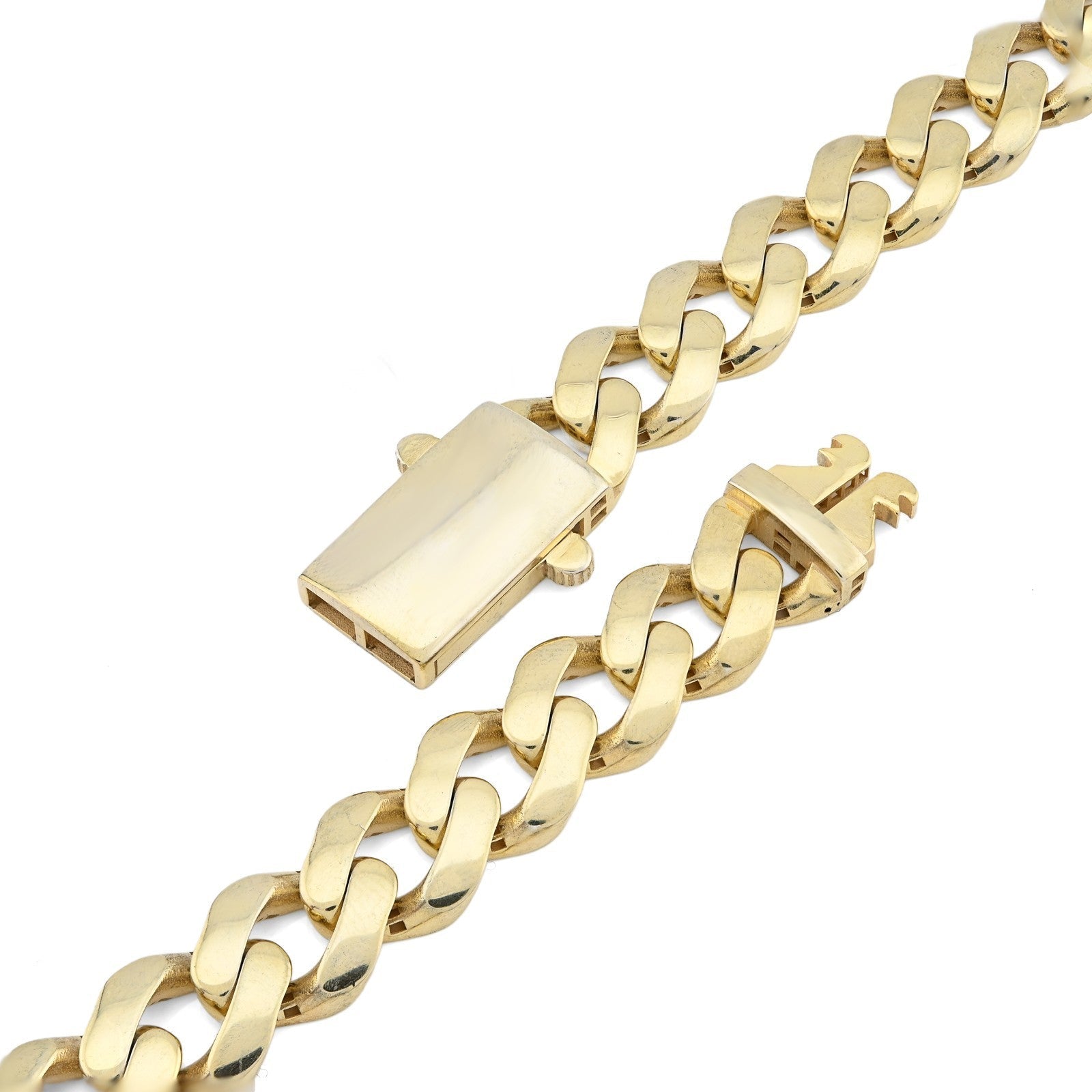 12MM 1/10th 10k Yellow Gold Bonded 925 Cuban Link Chain 22 Inch 42.3gms Necklace - Elite Jewelers - Necklaces & Chains