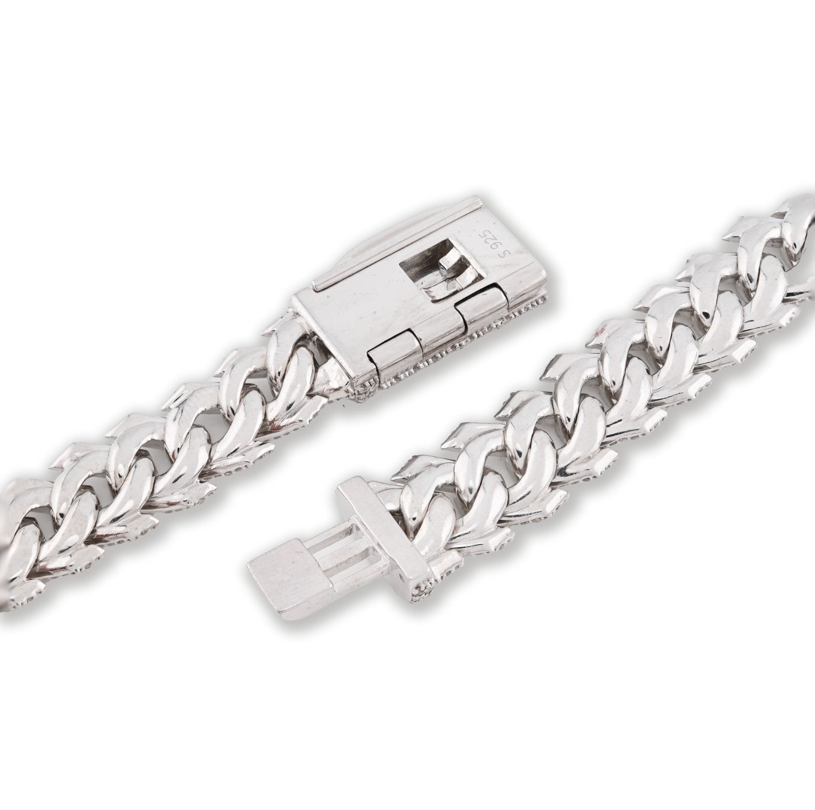 12MM 925 Silver 14.83CTW Natural Diamond Snake Cuban Chain 18In 96.7gms Necklace - Elite Jewelers - Necklaces & Chains