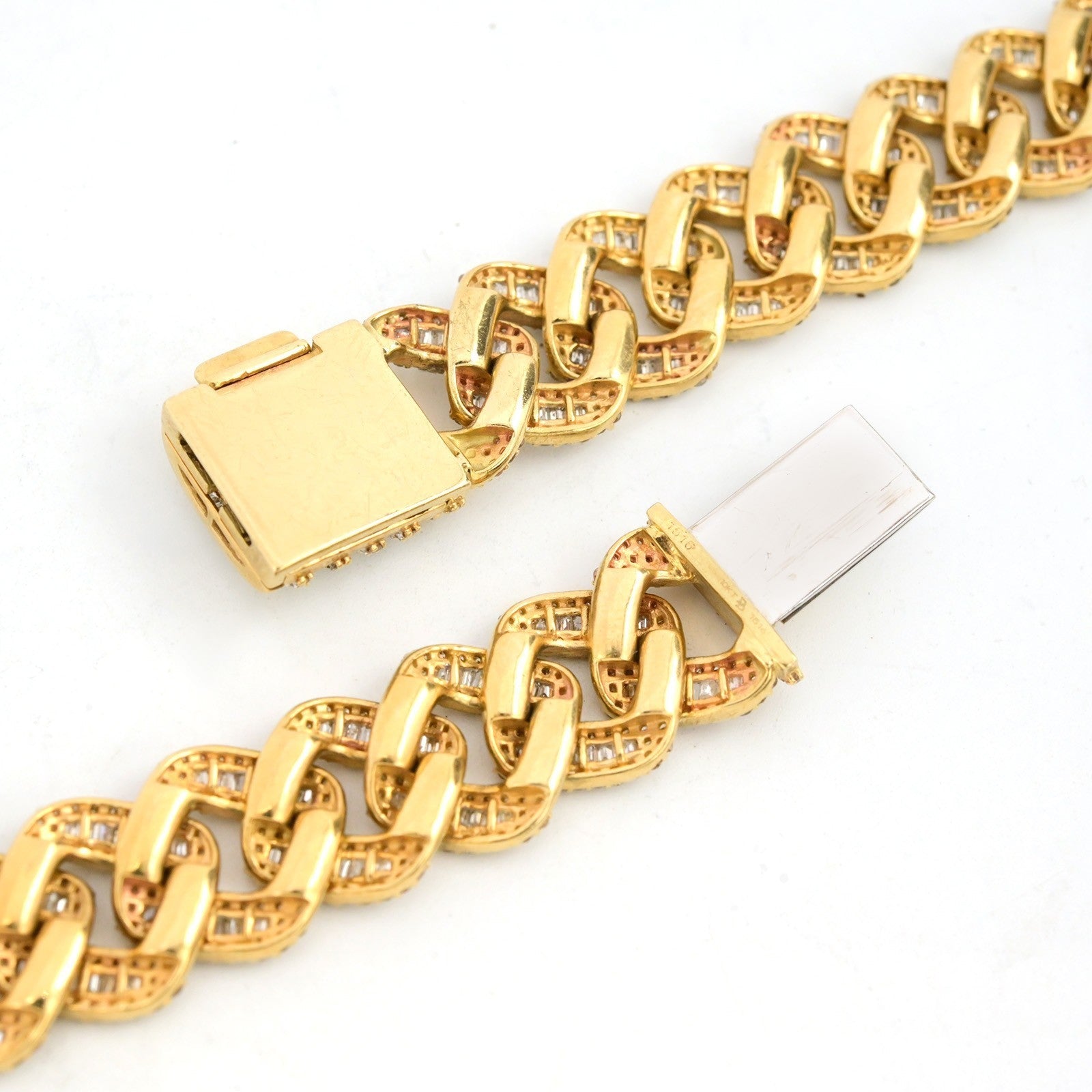 13MM 10k Yellow Gold 21 Inch 24CTW Round/Baguette Diamond Cuban Chain 74.4gms - Elite Jewelers - Necklaces & Chains
