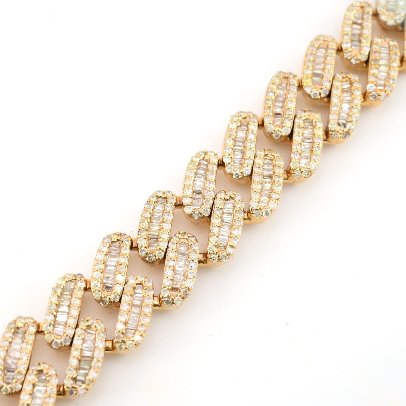 13MM 10k Yellow Gold 55.7gm 12CTW Pure Round/Baguette Diamond Cuban 8In Bracelet - Elite Jewelers - Bracelets
