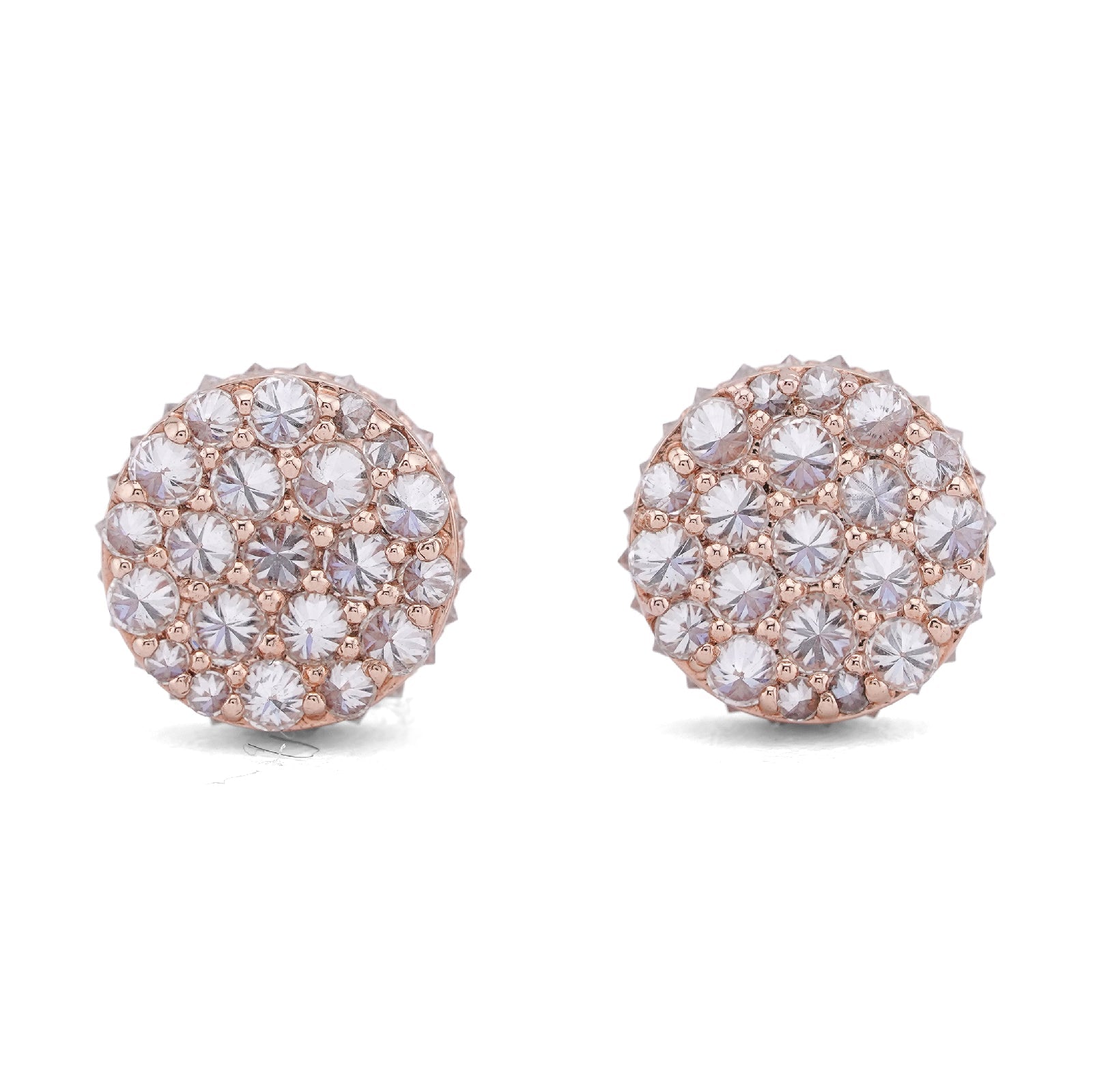 14K Rose Gold 1.5CT Upside Down Diamond Setting Lab Men Women Earrings - Elite Jewelers-Earrings