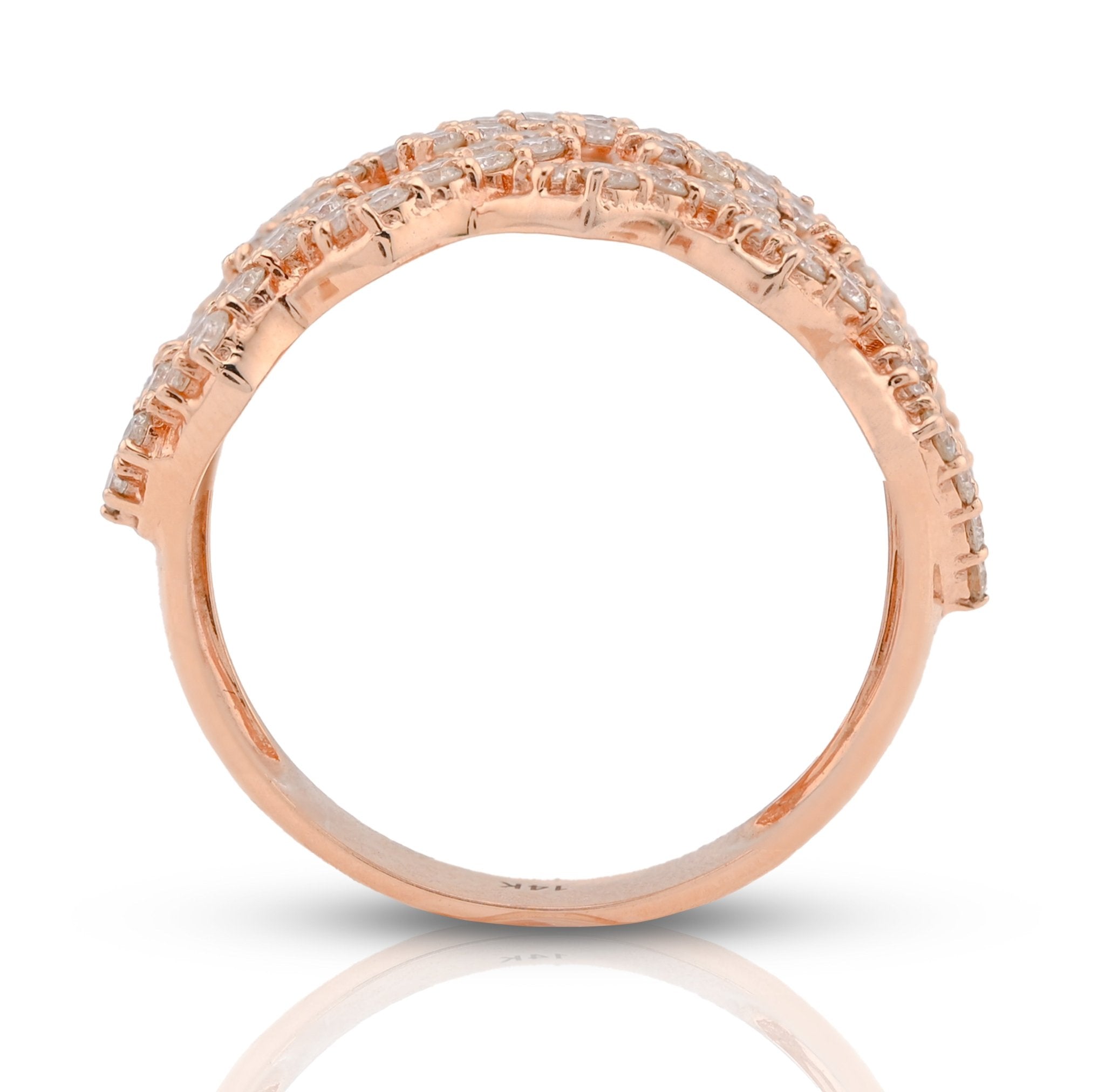 14K Rose Gold 1.84CT Snake Cuban Link Dual Row Natural Diamond Men Ring - Elite Jewelers - Rings