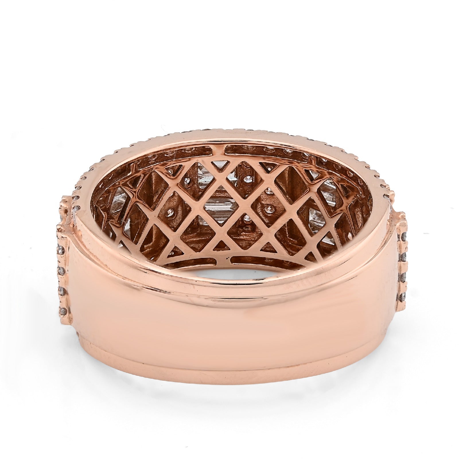 14K Rose Gold 3.75CT Round/Baguette Natural Diamond Men Band Ring 10.3g - Elite Jewelers - Rings