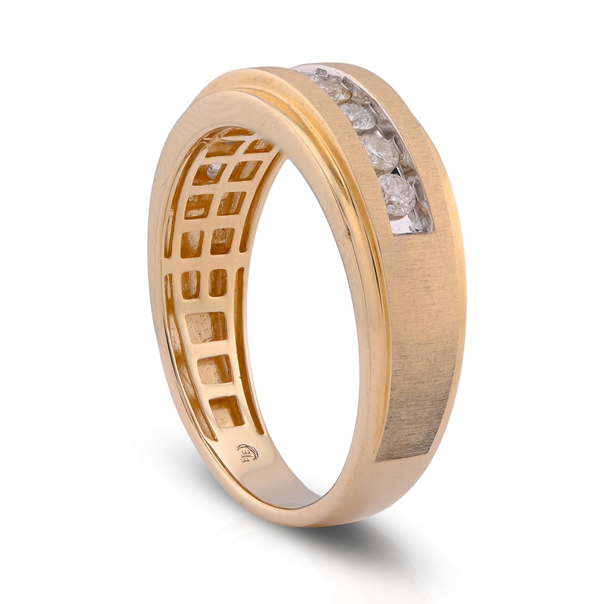 14K Rose Gold Single Row Natural Diamond 0.50CT Mate Men Band Ring - Elite Jewelers - Rings