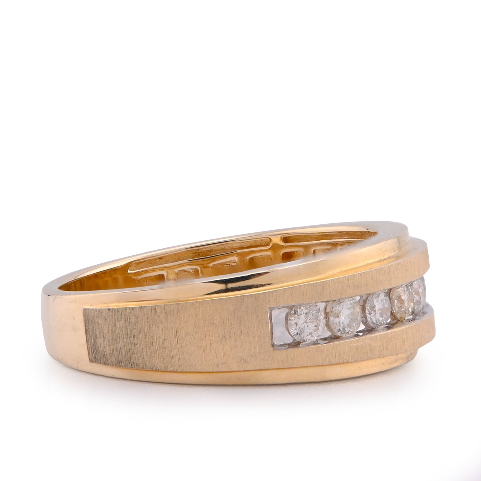14K Rose Gold Single Row Natural Diamond 0.50CT Mate Men Band Ring - Elite Jewelers - Rings