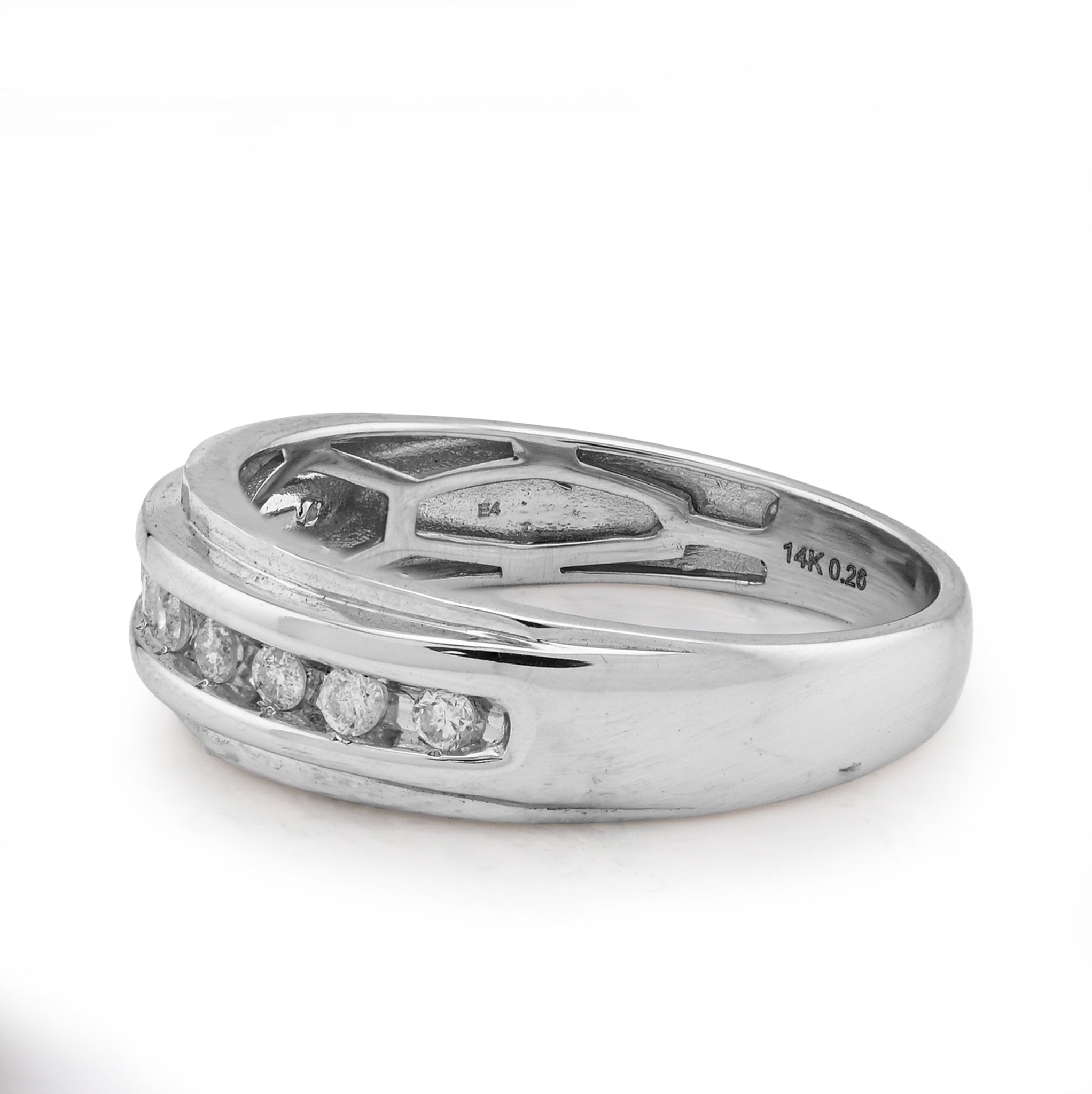 14K White Gold 0.26CT Natural Diamond Centre Row Men Band - Elite Jewelers - Rings
