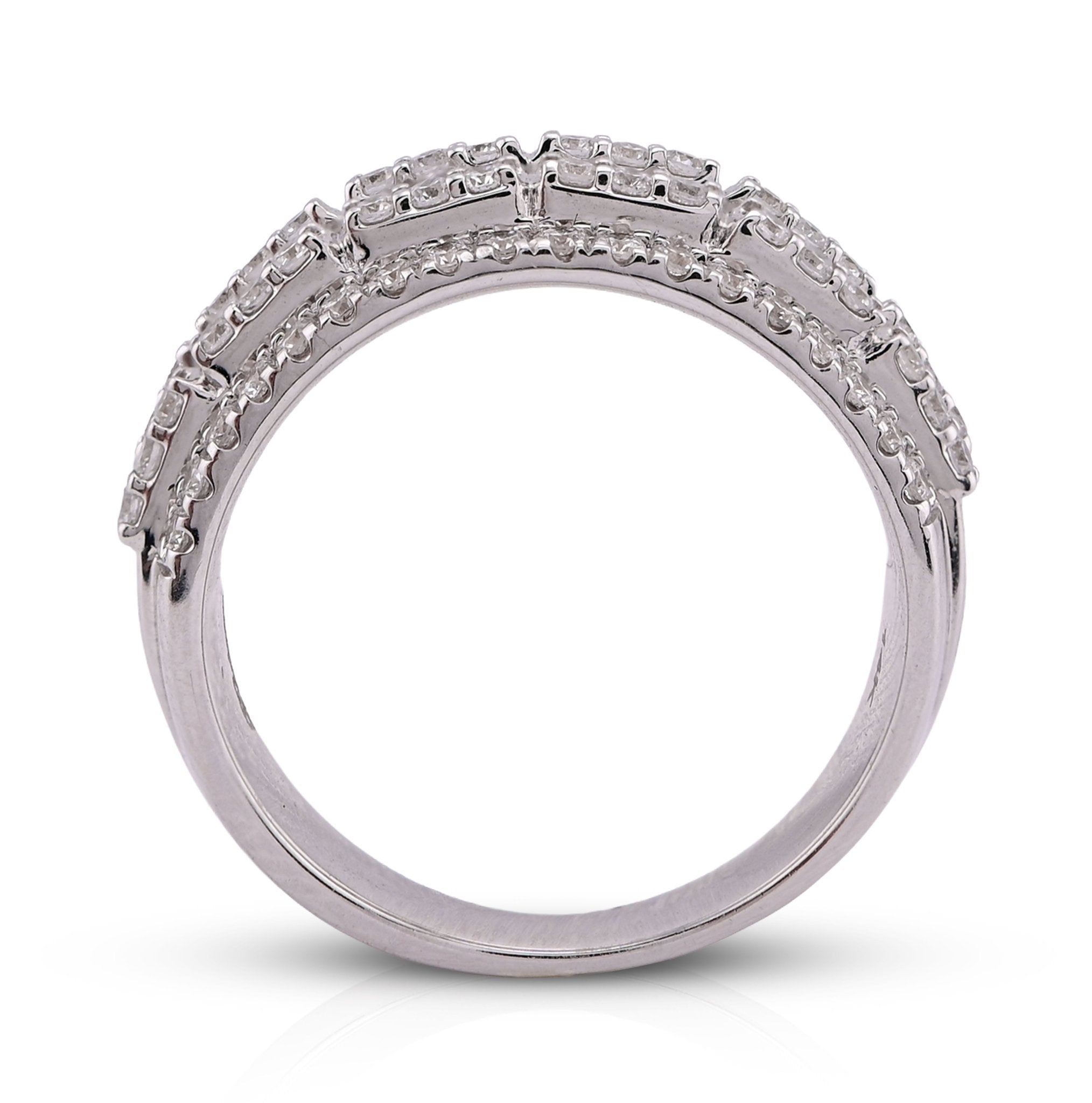 14K White Gold 1.09CT Baguette Centre Row 5 Row Lab Diamond Men Women Ring Band - Elite Jewelers - Rings