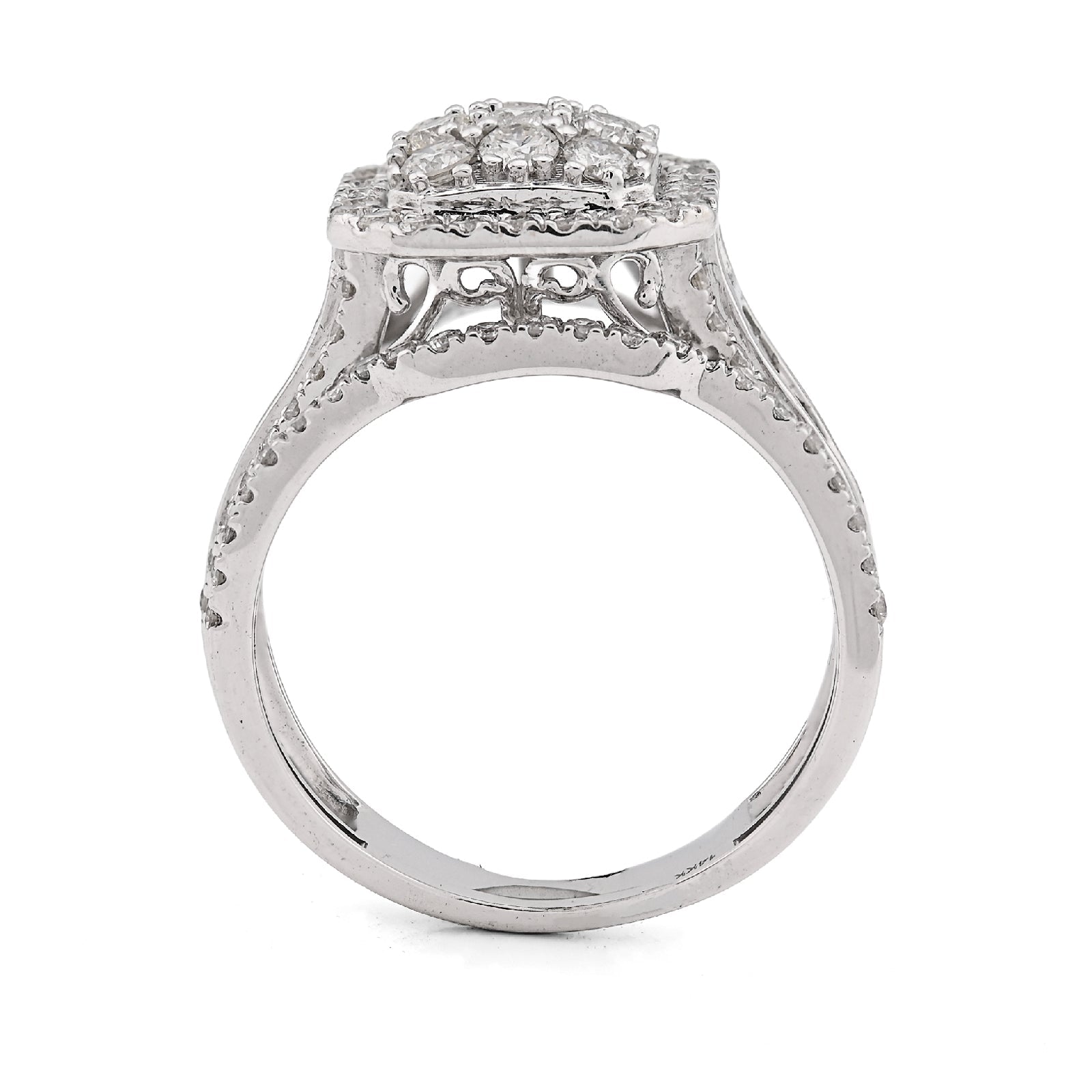 14K White Gold 1.31CT Natural Diamond Octagon Round/Baguette Women Wedding Ring Band - Elite Jewelers - Rings