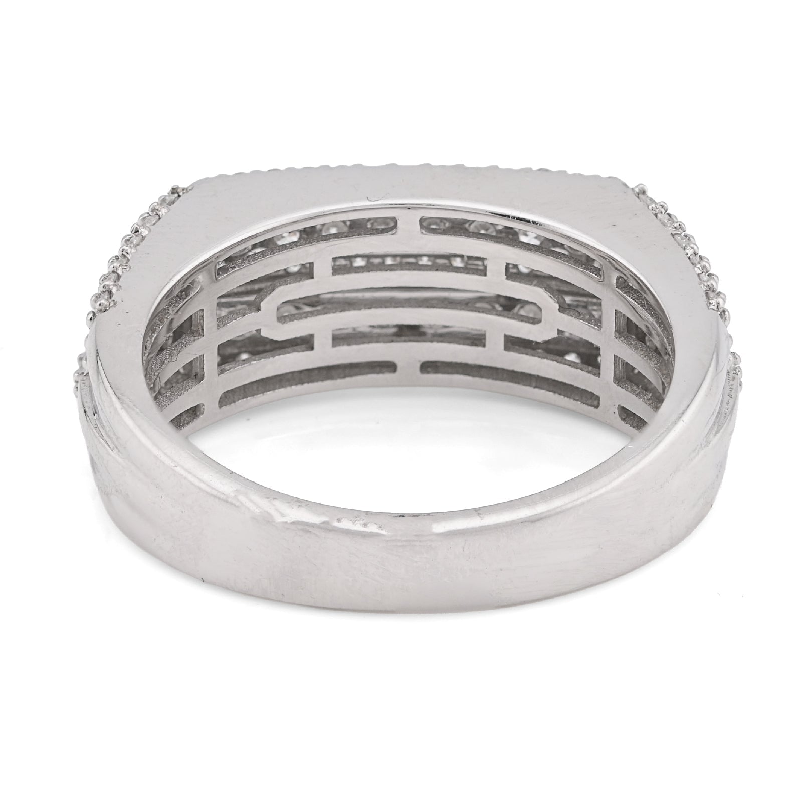 14K White Gold 1.31CT Round Natural Diamond Rectangular Men Ring - Elite Jewelers - Rings