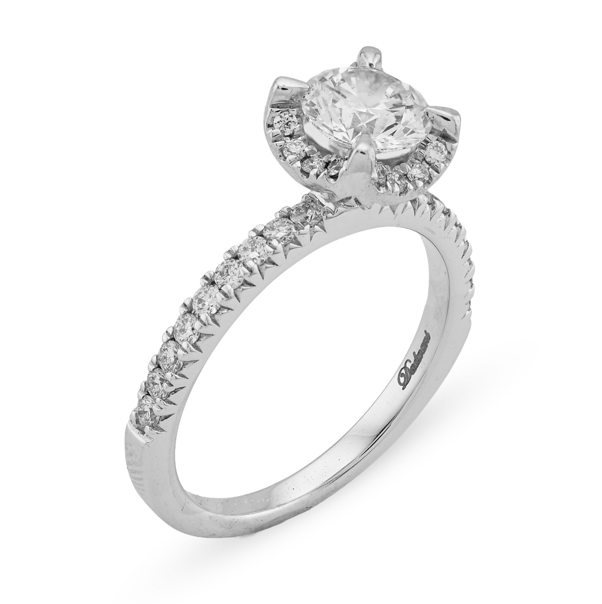 14K White Gold 1.42CT Round Solitaire/Band Lab Diamond Band Women Ring - Elite Jewelers - Rings