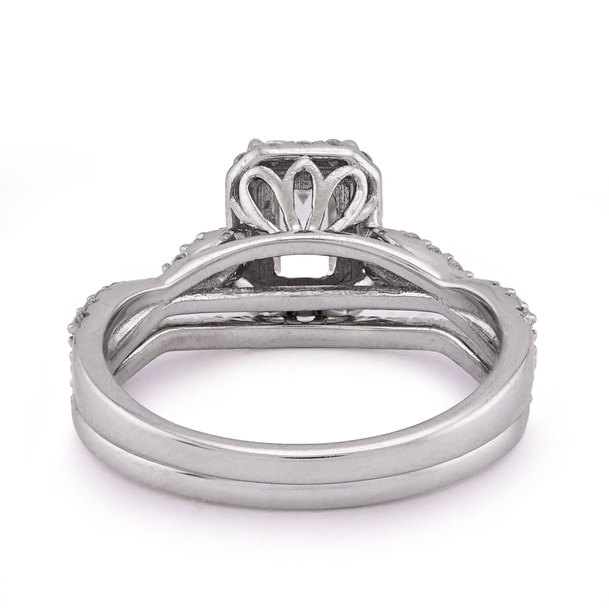 14K White Gold 1.5CT Emerald Centre Infinity Link Side Lab Diamond Women Ring with Band - Elite Jewelers - Rings