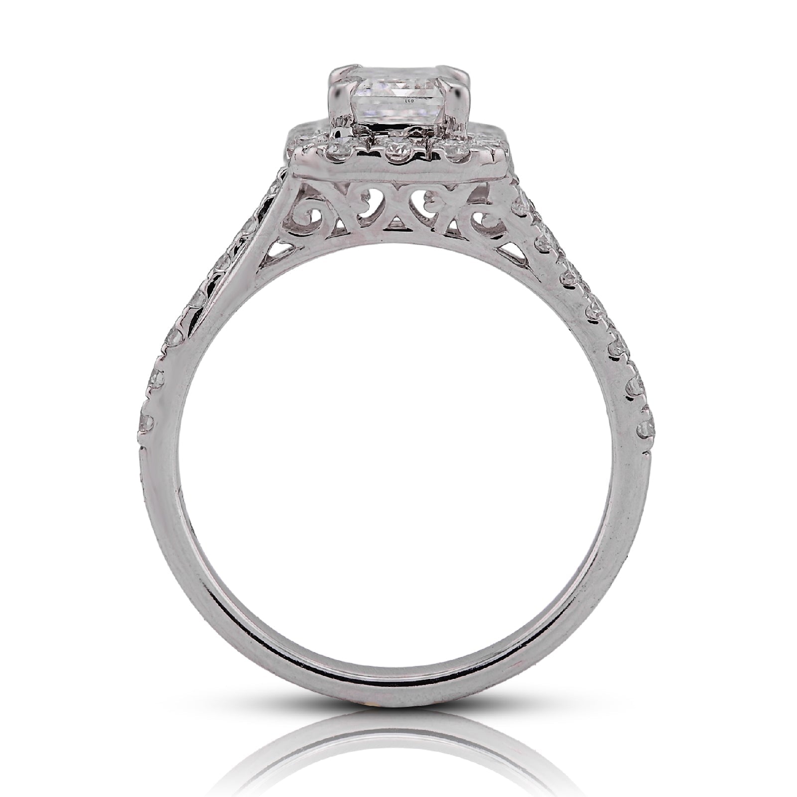 14K White Gold 1.5CT Emerald Centre Side Iced Designer Women Lab Diamond Ring - Elite Jewelers - Rings