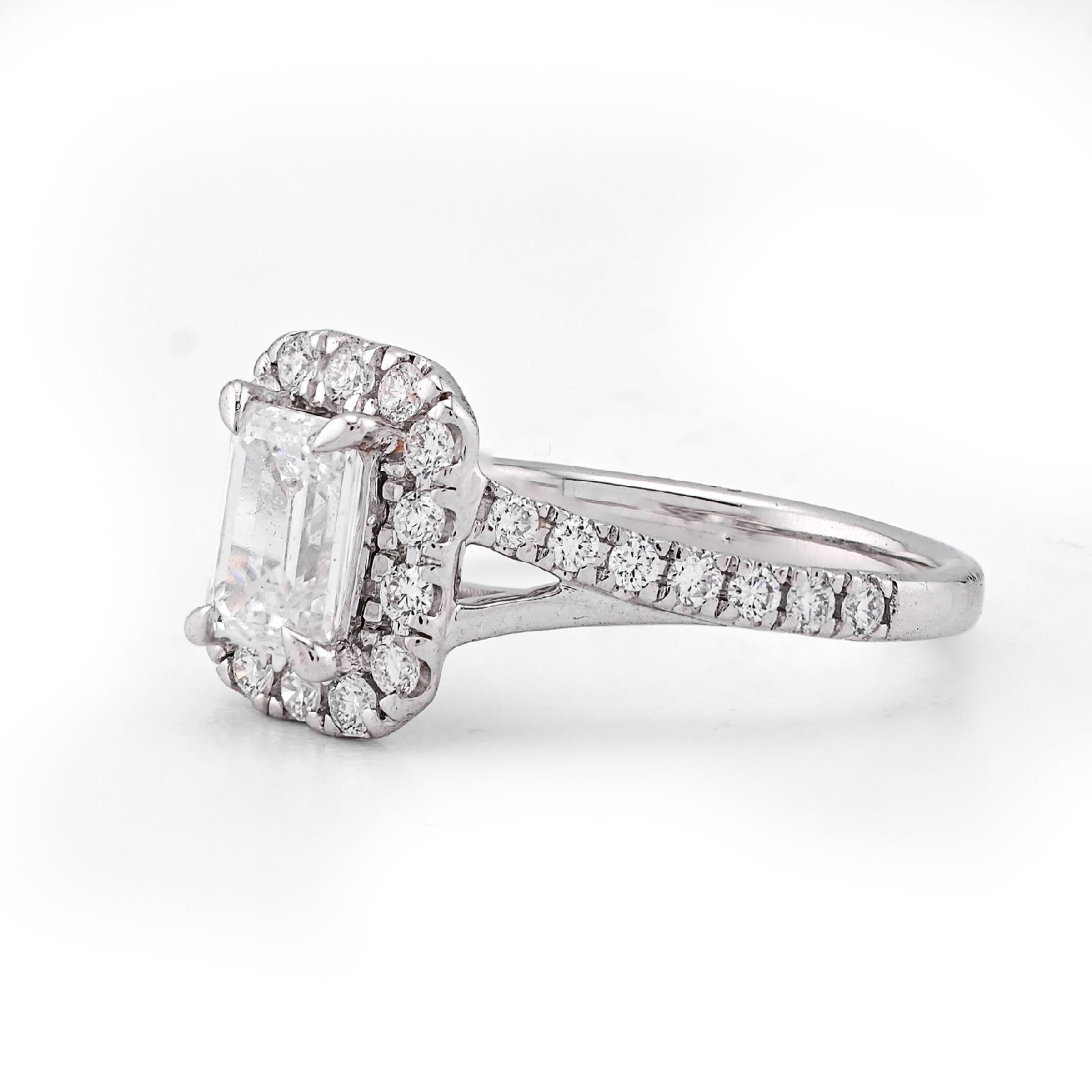 14K White Gold 1.5CT Emerald Centre Side Iced Designer Women Lab Diamond Ring - Elite Jewelers - Rings
