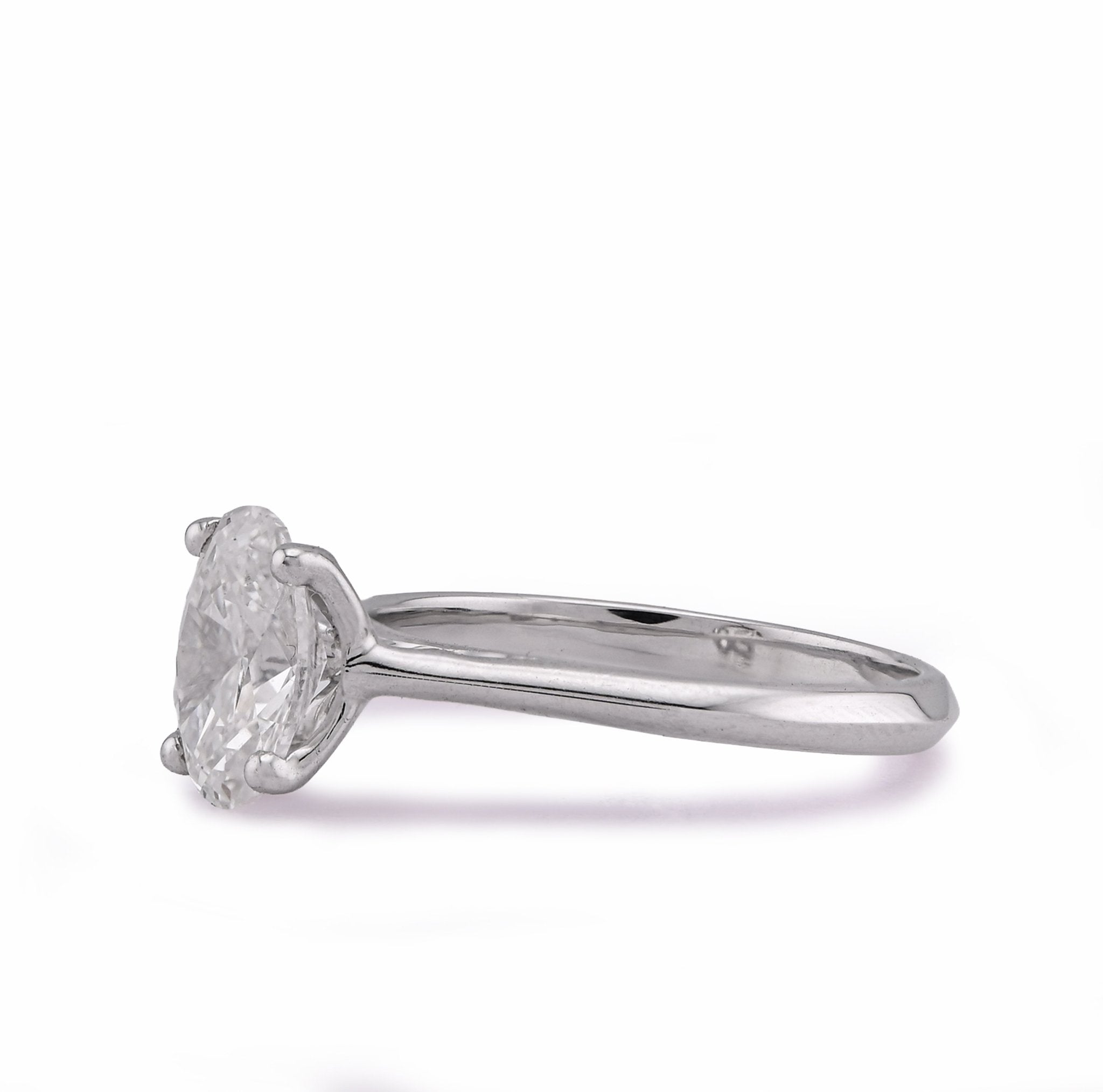 14K White Gold 1.5CT Oval Solitaire Centre Lab Diamond Women Ring - Elite Jewelers - Rings