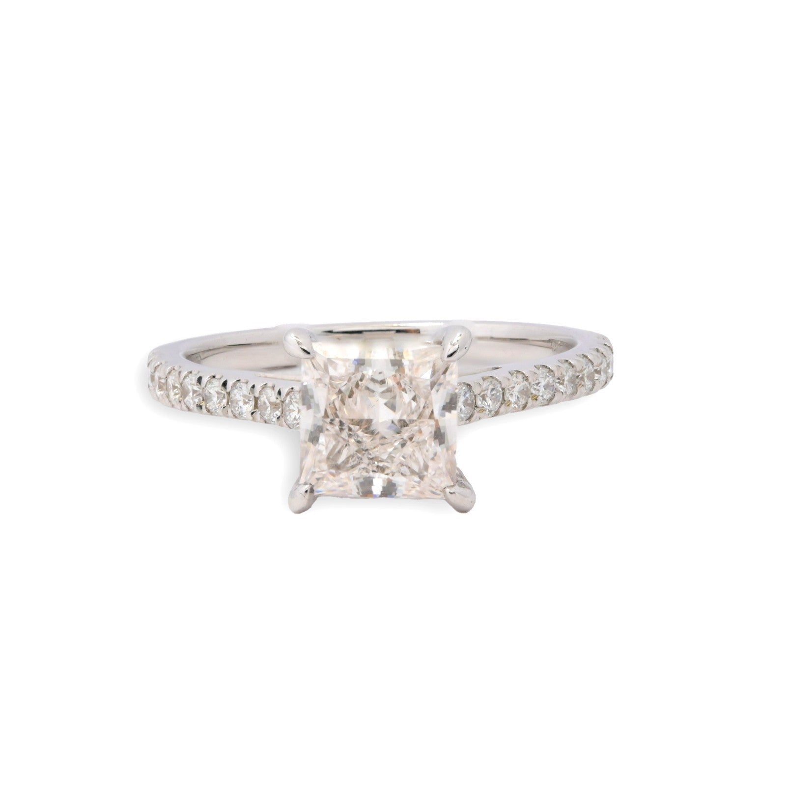 14k White Gold 1.79CTW Lab Grown Princess Cut Solitaire Diamond Womens S7 Ring - Elite Jewelers - Rings