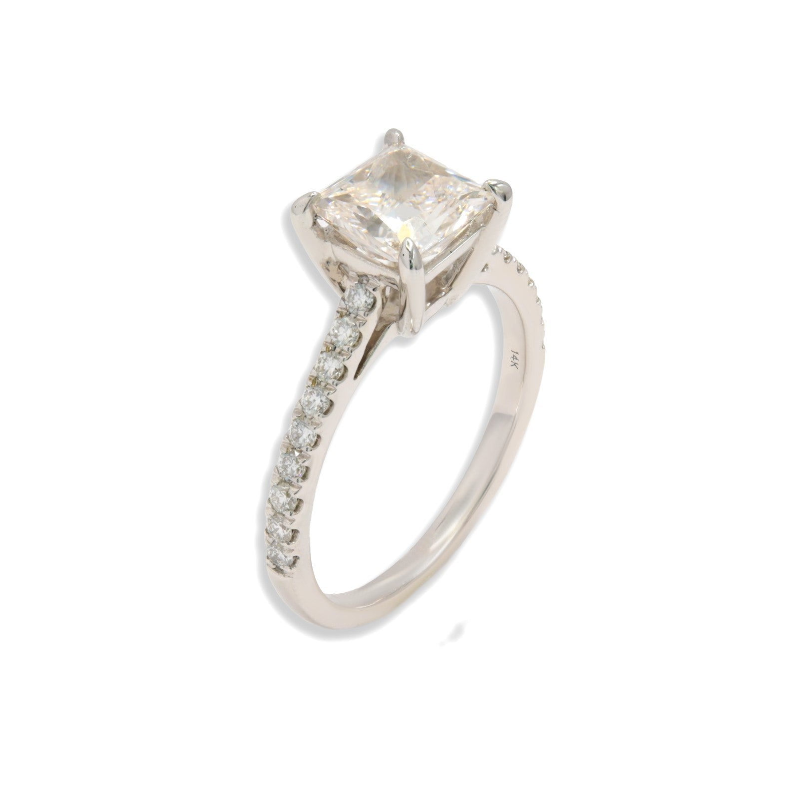 14k White Gold 1.79CTW Lab Grown Princess Cut Solitaire Diamond Womens S7 Ring - Elite Jewelers - Rings