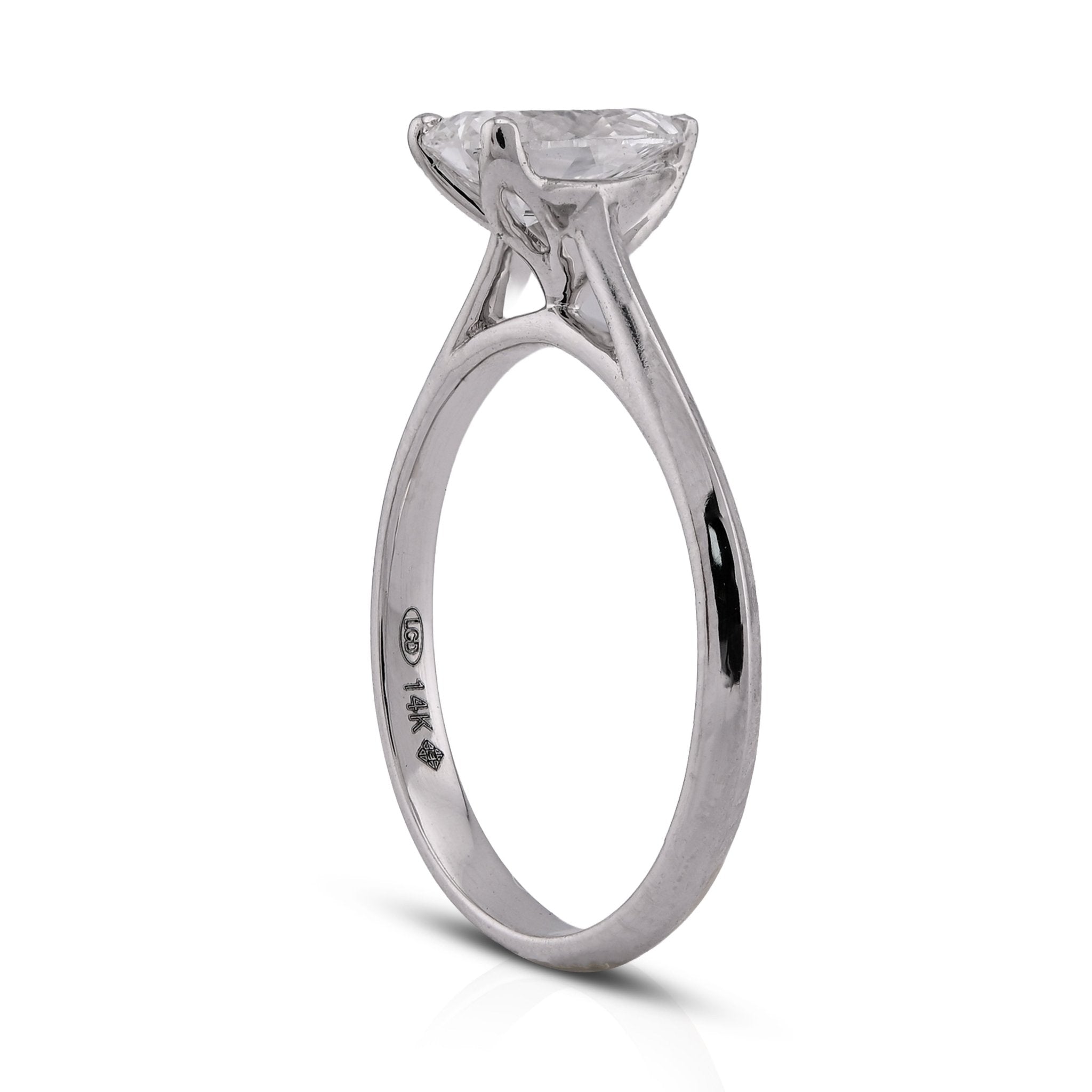 14K White Gold 1CT Centre Pear/Tear Drop Lab Diamond Women Ring - Elite Jewelers - Rings