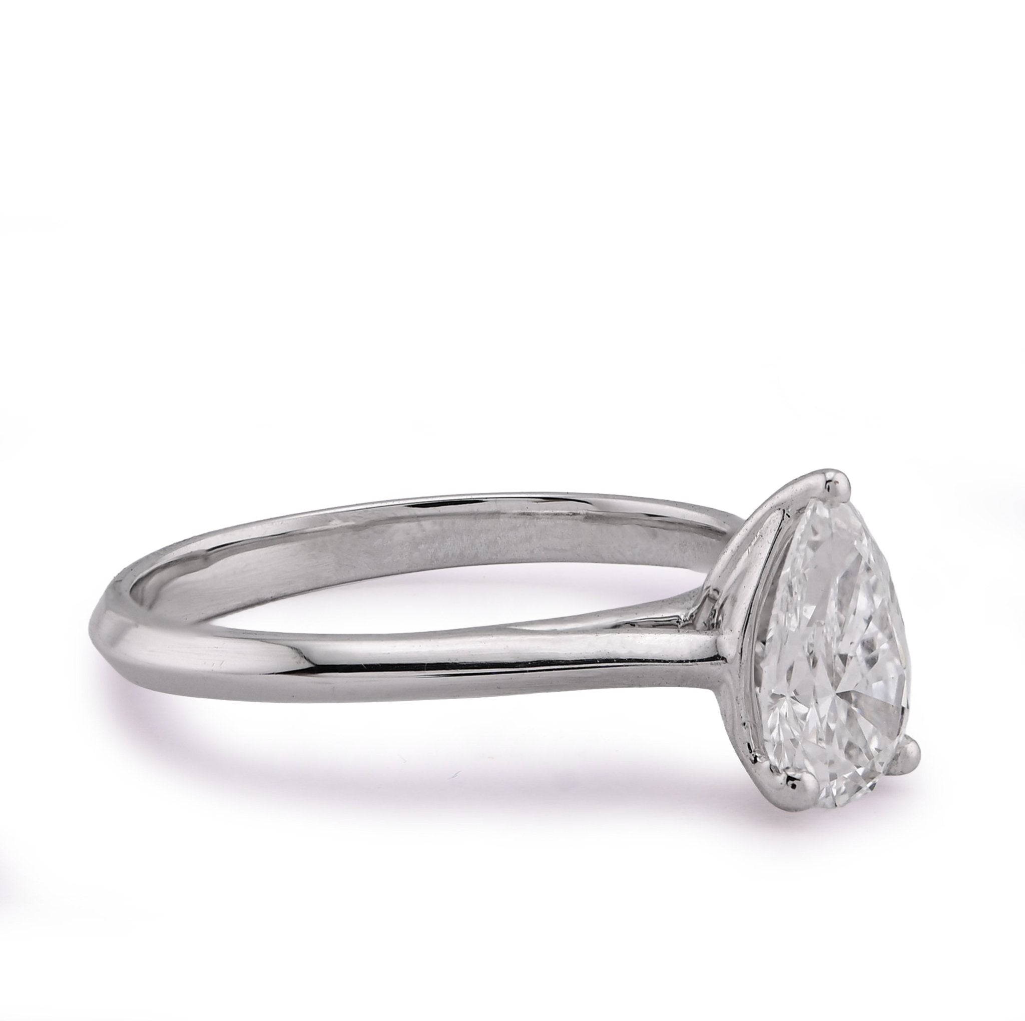 14K White Gold 1CT Centre Pear/Tear Drop Lab Diamond Women Ring - Elite Jewelers - Rings