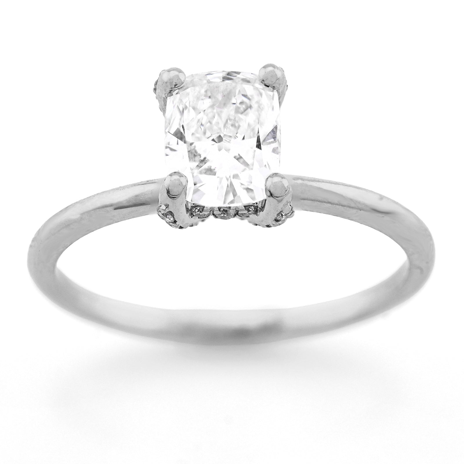 14K White Gold 1CT Cushion Solitaire Lab Diamond Women Wedding Ring - Elite Jewelers - Rings