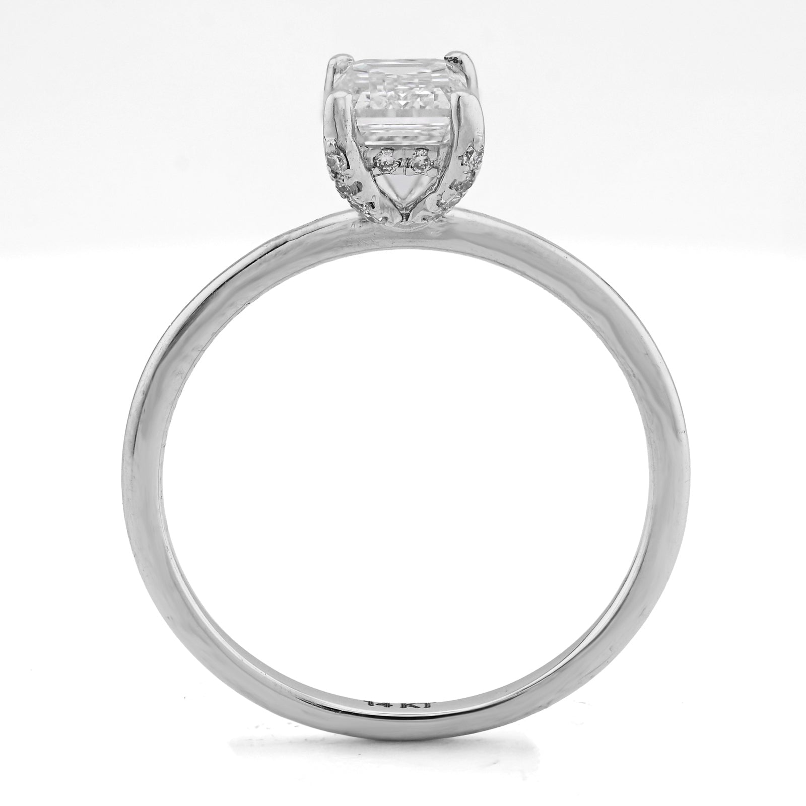 14K White Gold 1CT Emerald Cut Solitaire Lab Diamond Women Wedding Ring - Elite Jewelers - Rings