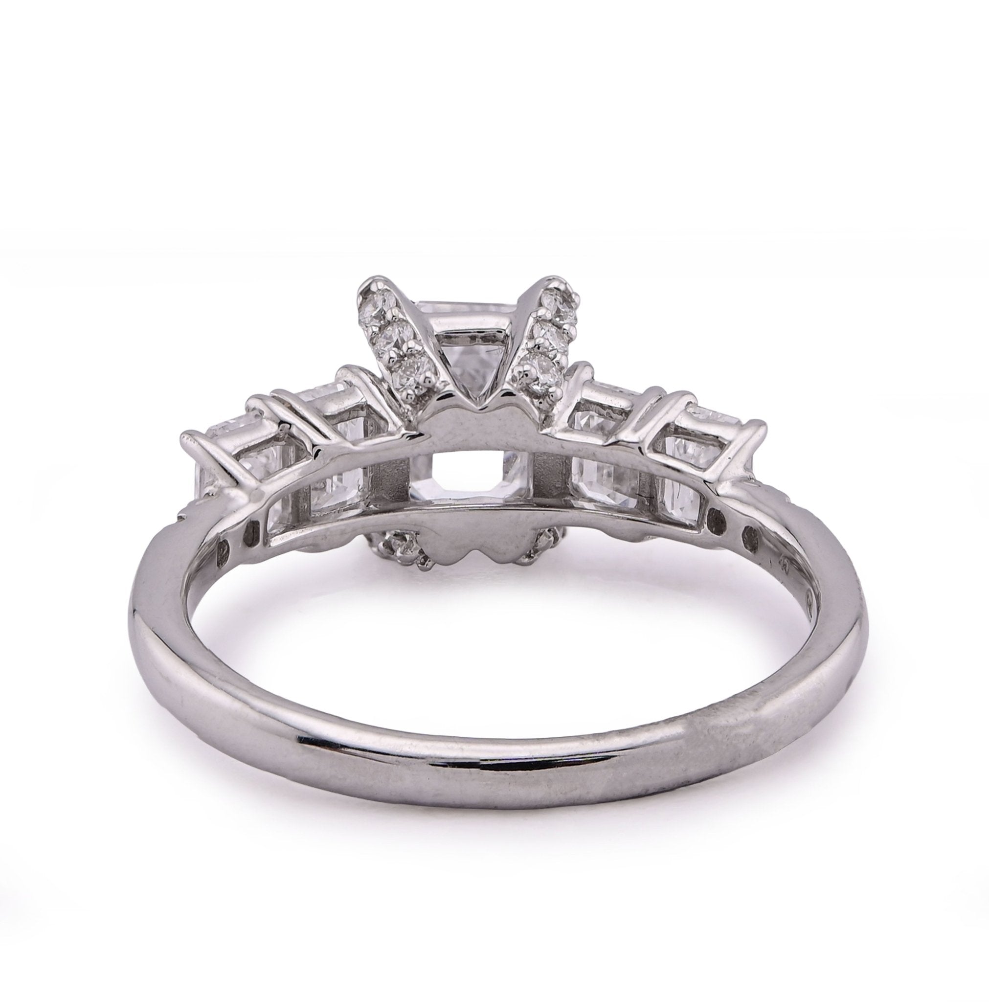 14K White Gold 1CT Emerald Solitaire Centre 2TC Lab Diamond Women Ring - Elite Jewelers - Rings
