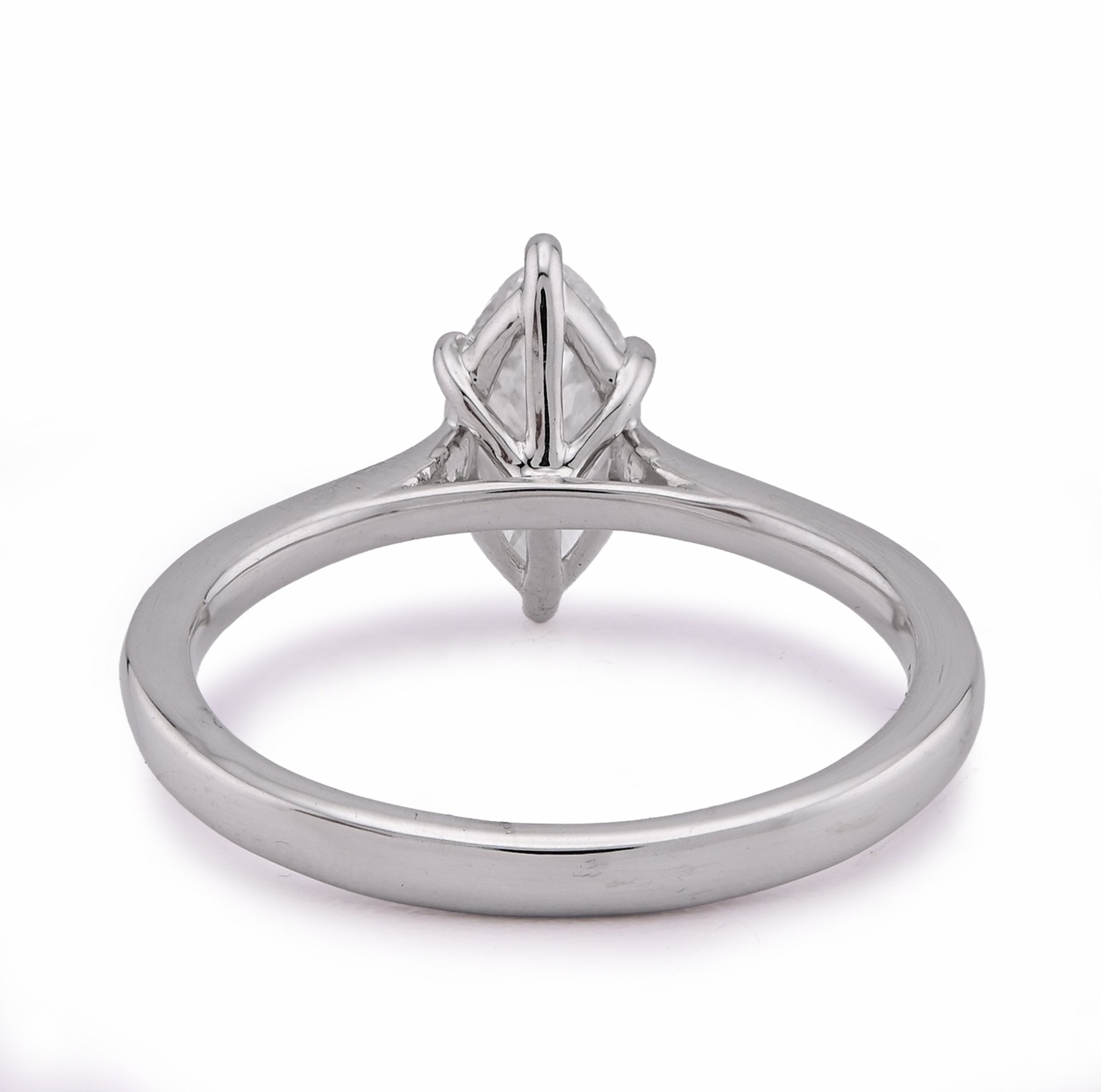 14K White Gold 1CT Marquise Centre Solitaire Lab Diamond Women Ring - Elite Jewelers - Rings