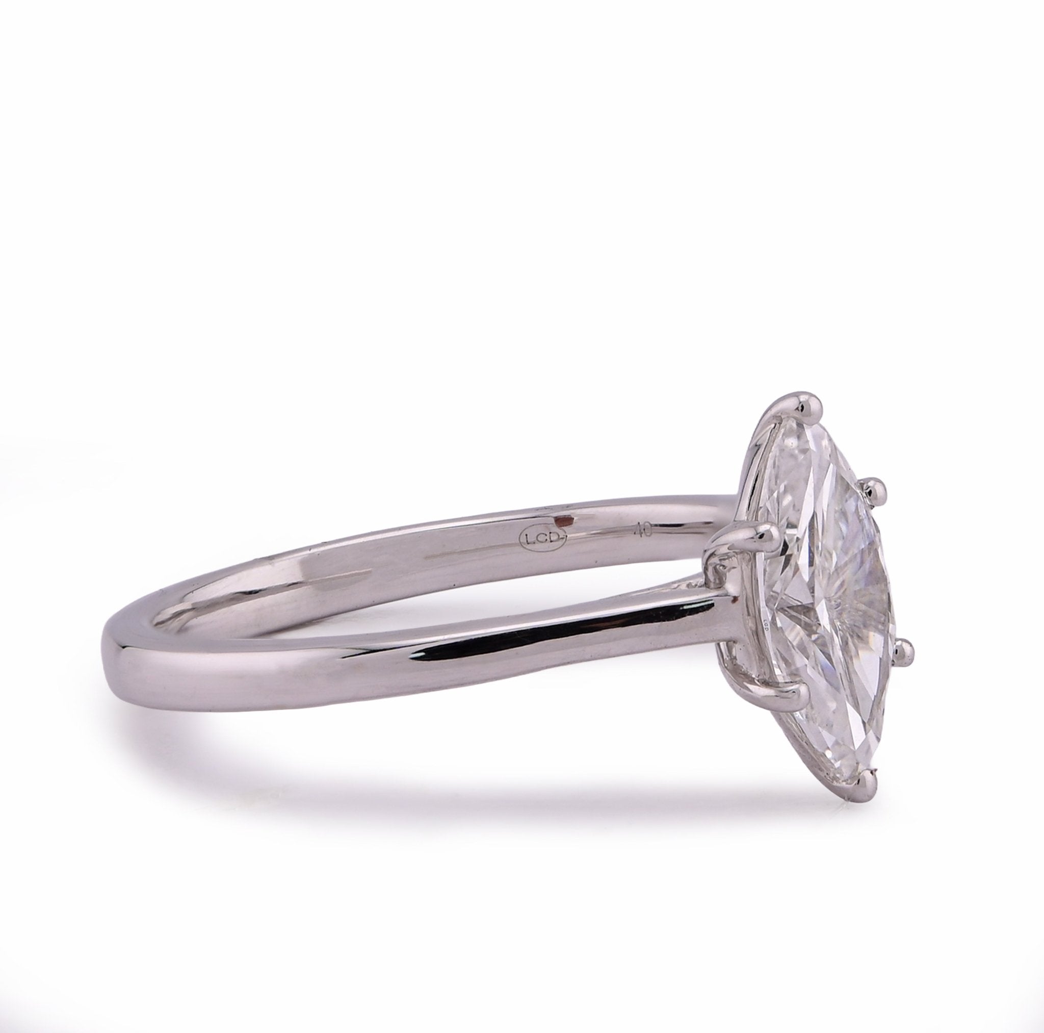 14K White Gold 1CT Marquise Centre Solitaire Lab Diamond Women Ring - Elite Jewelers - Rings