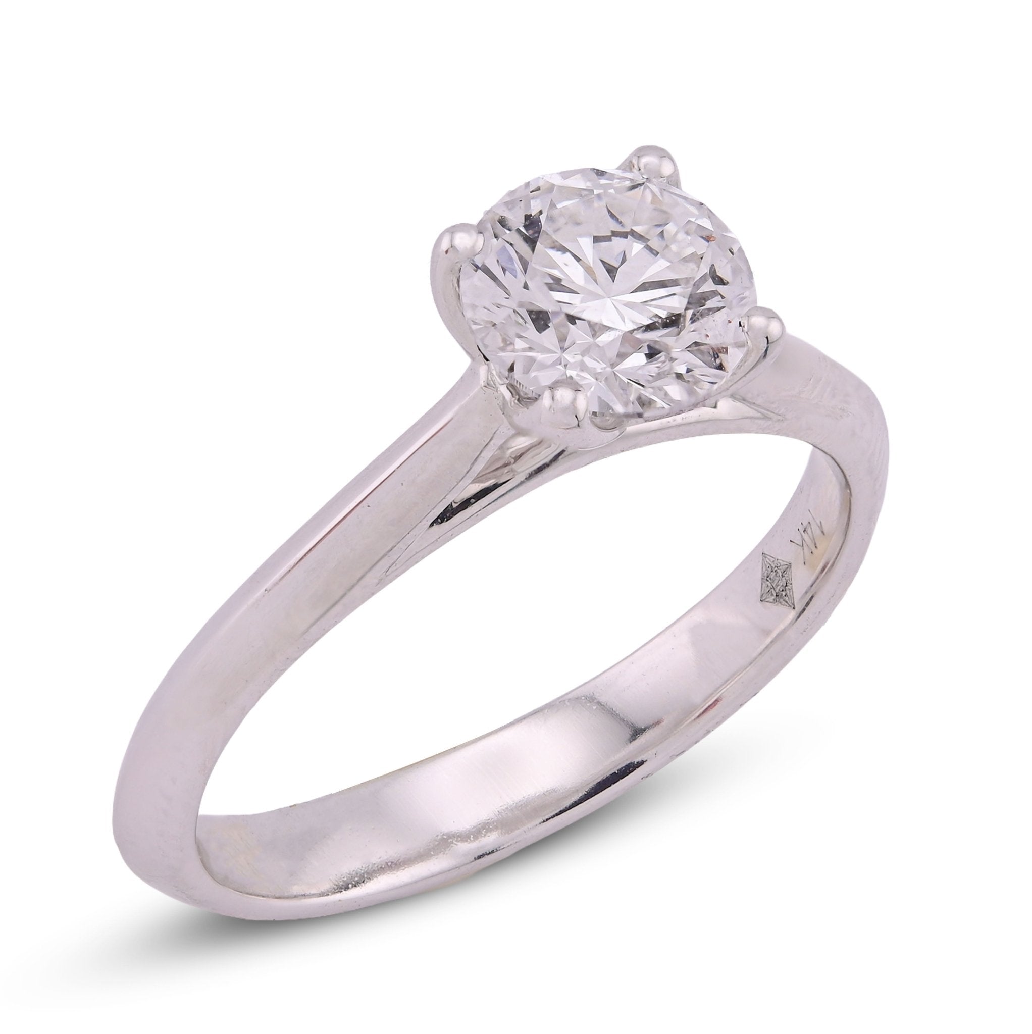 14K White Gold 1CT Round Diamond Centre Women Lab Ring - Elite Jewelers - Rings