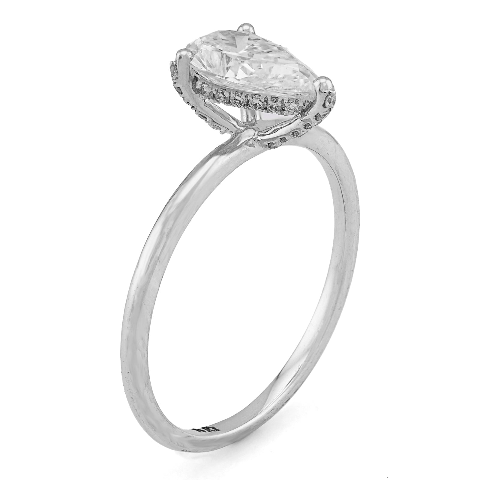 14K White Gold 1CT Tear Drop Solitaire Lab Diamond Women Wedding Ring - Elite Jewelers - Rings