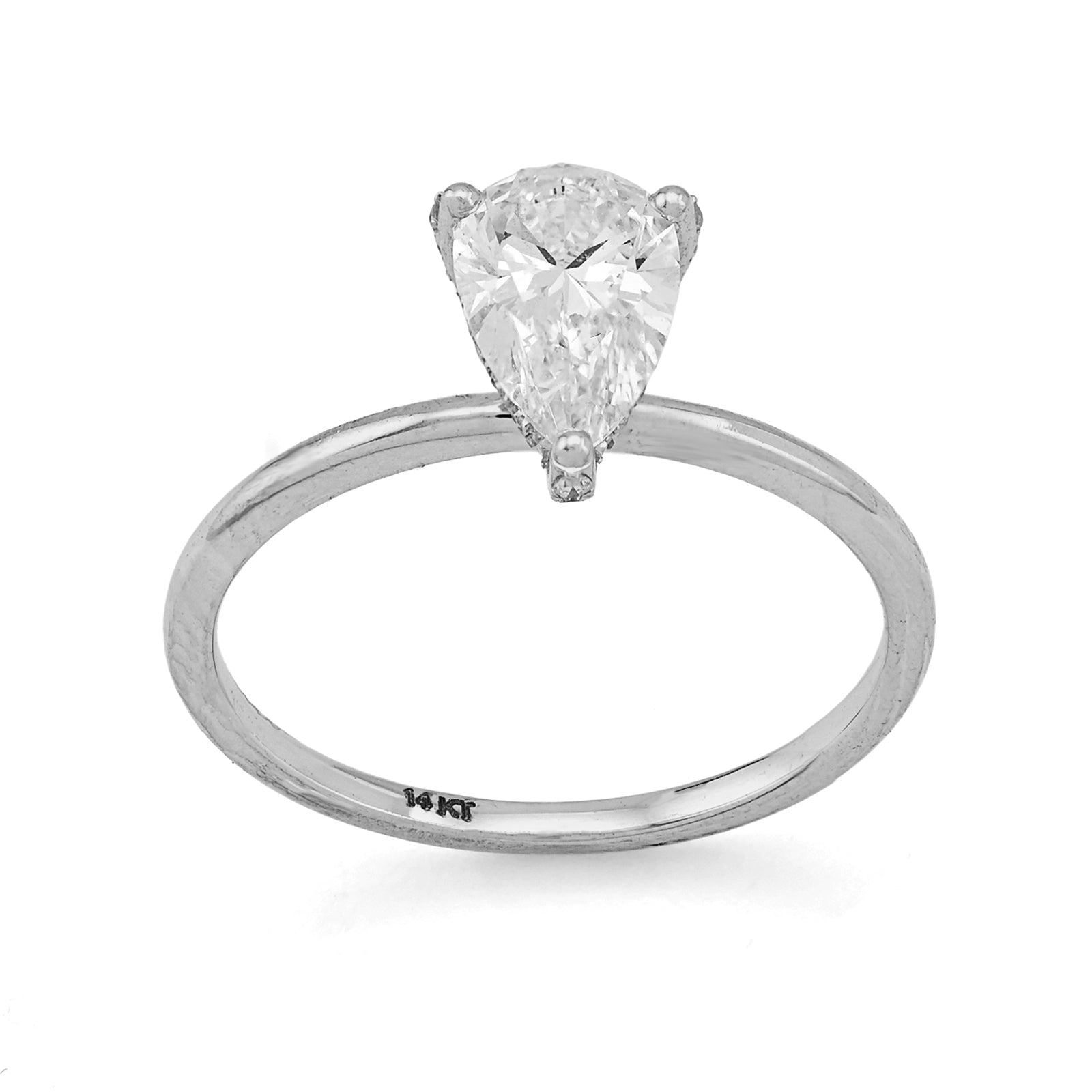 14K White Gold 1CT Tear Drop Solitaire Lab Diamond Women Wedding Ring - Elite Jewelers - Rings