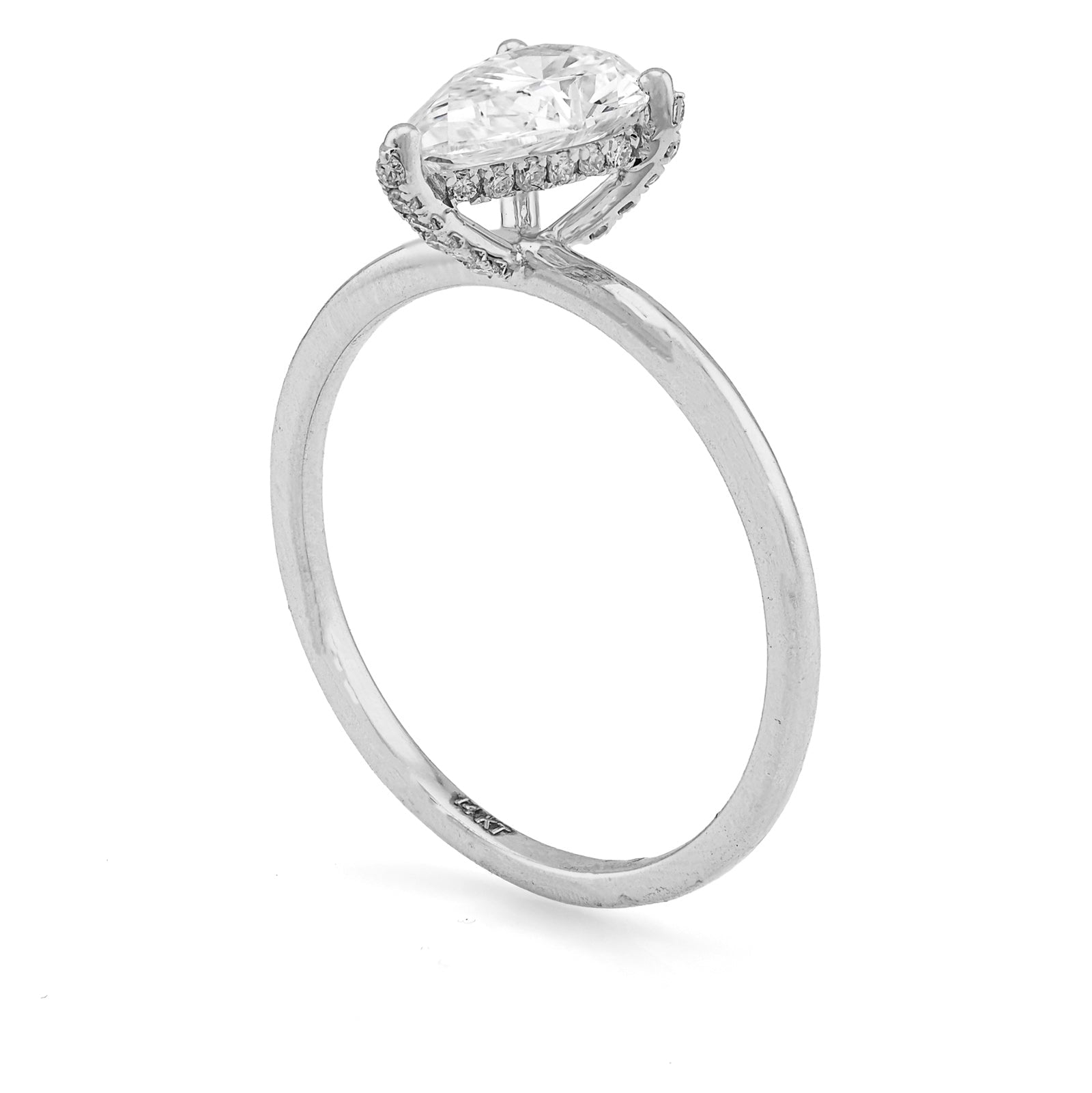 14K White Gold 1CT Tear Drop Solitaire Lab Diamond Women Wedding Ring - Elite Jewelers - Rings