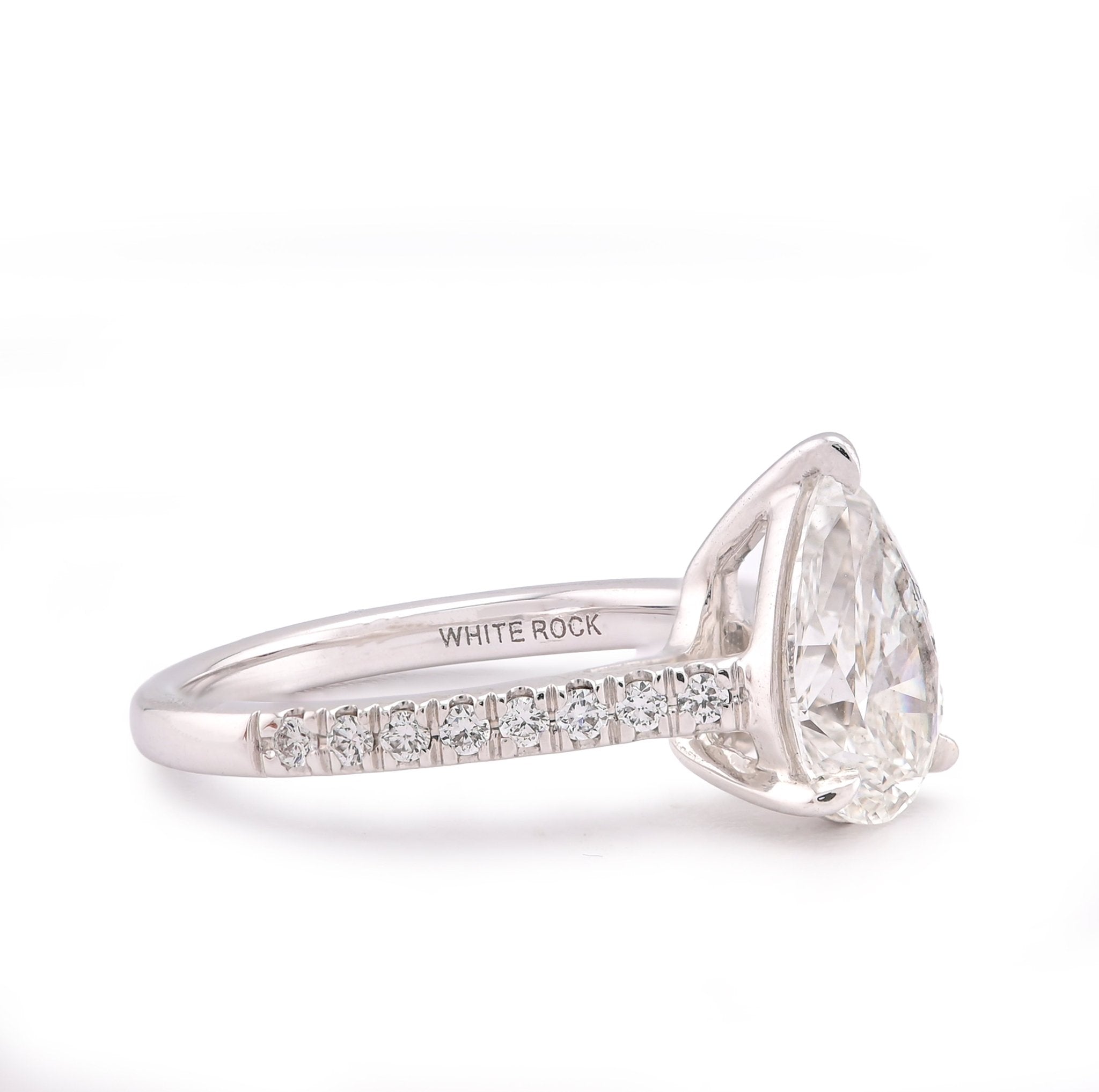 14K White Gold 2.25CT Pear/Tear Drop Solitaire Centre Women Lab Diamond Ring - Elite Jewelers-Rings