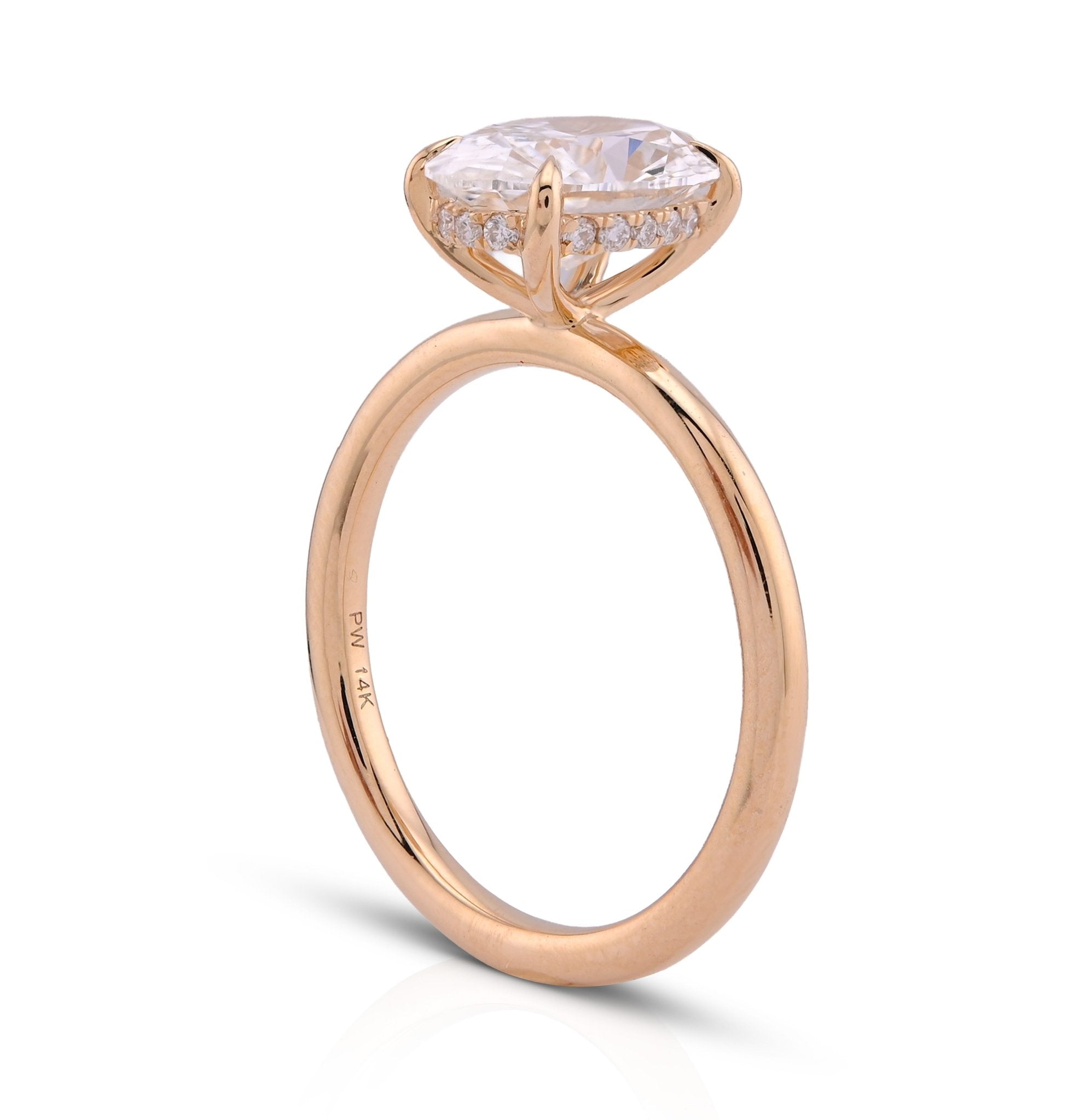 14K White Gold 2.34CT Centre Oval Solitaire Women Lab Diamond Ring - Elite Jewelers - Rings