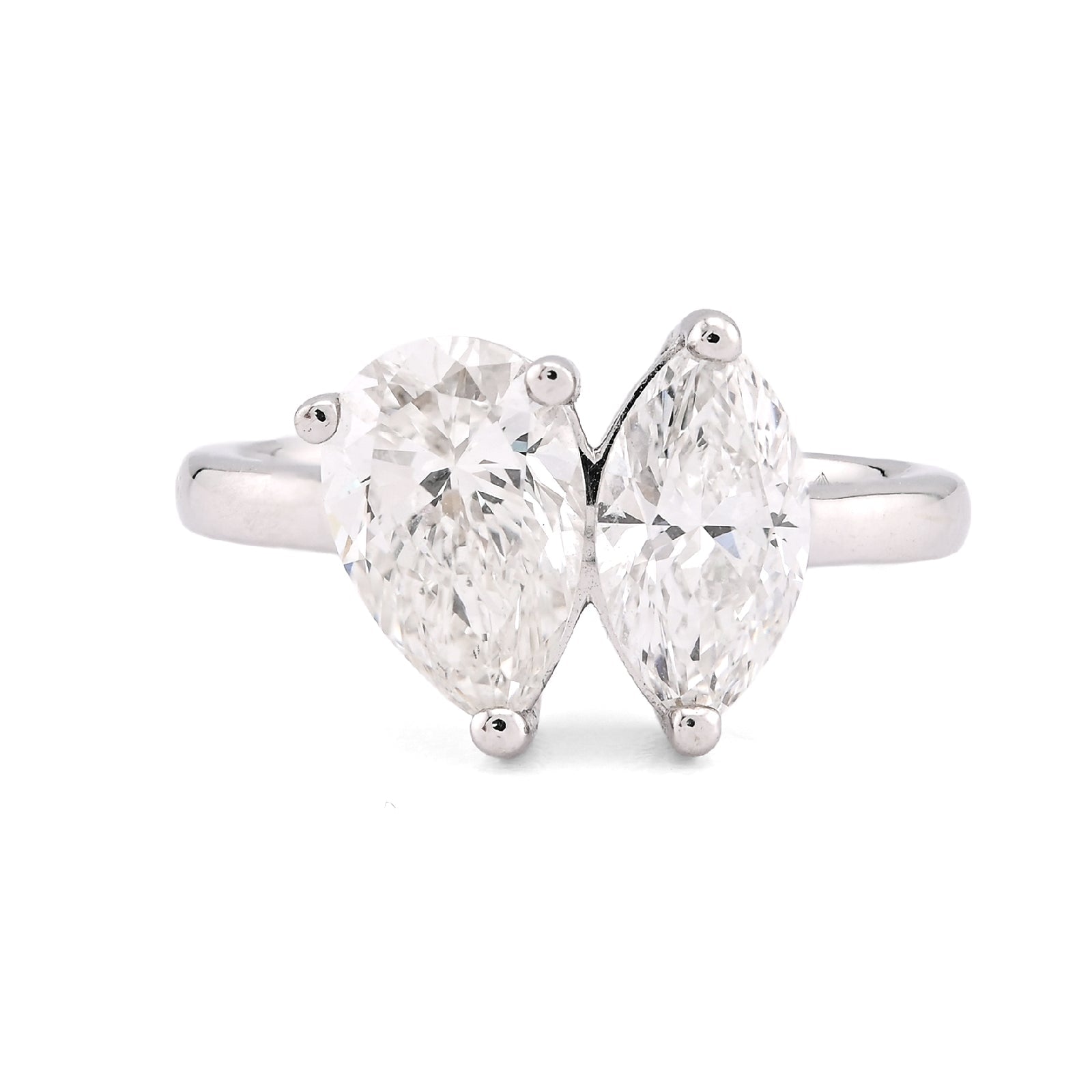 14K White Gold 2.50CT Pear/Marquise Solitaire Centre Lab Diamond Women Ring - Elite Jewelers-Rings
