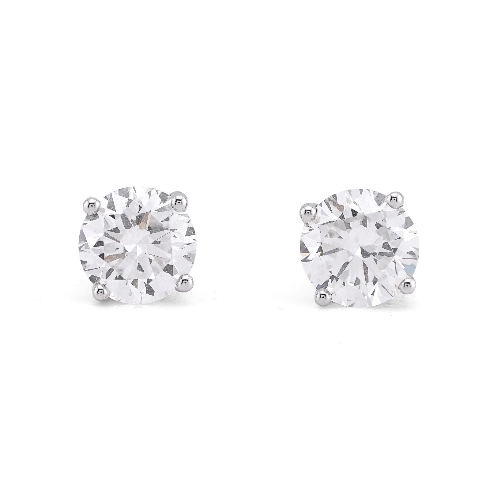 14K White Gold 2.55CT Round Solitaire Lab Diamond Men Women Earrings - Elite Jewelers-Earrings