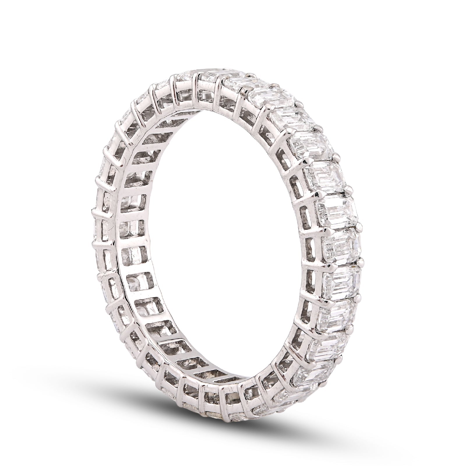 14K White Gold 2.5CT Emerald All Iced lab Diamond Women band - Elite Jewelers-Rings