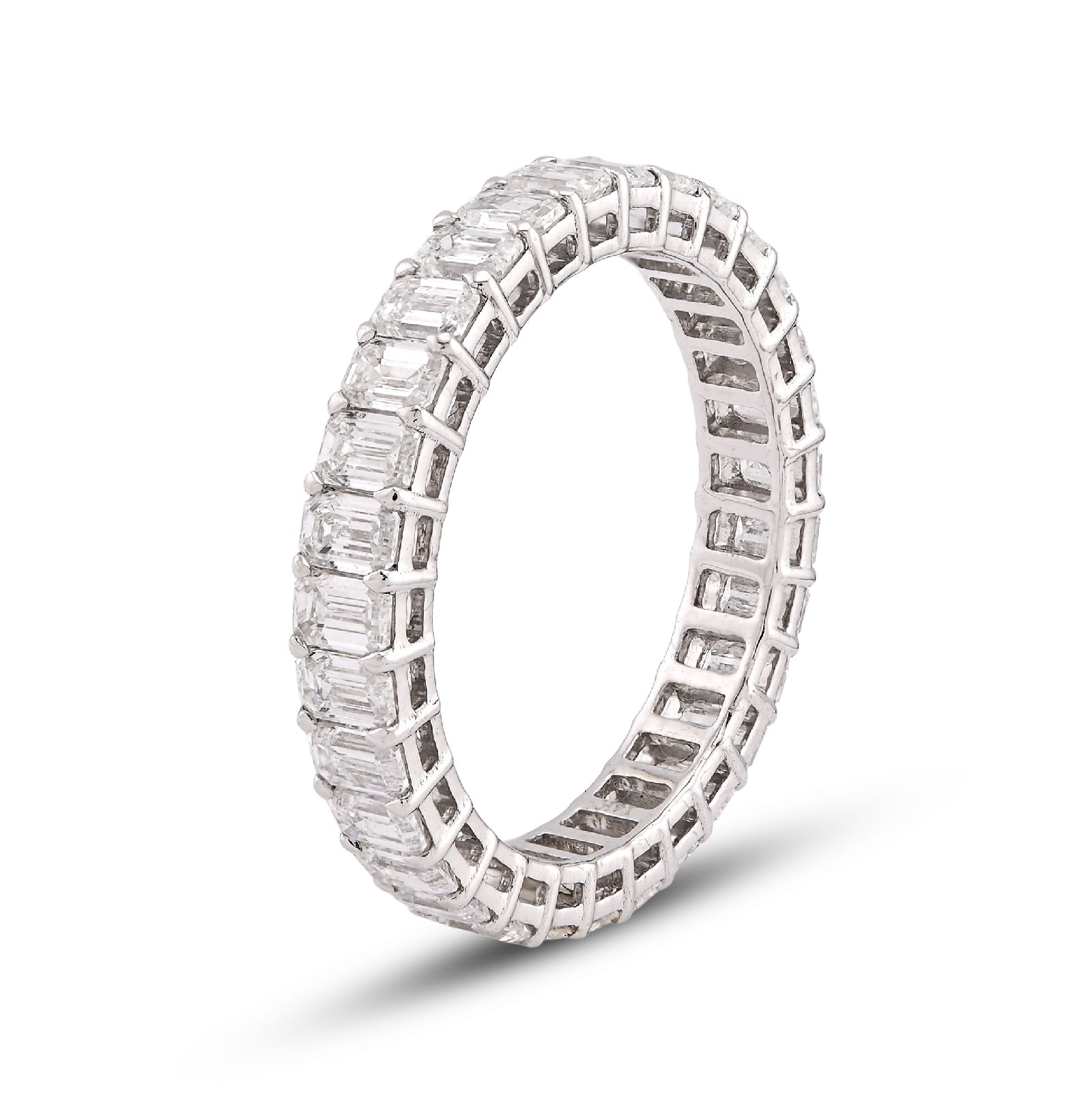 14K White Gold 2.5CT Emerald All Iced lab Diamond Women band - Elite Jewelers-Rings